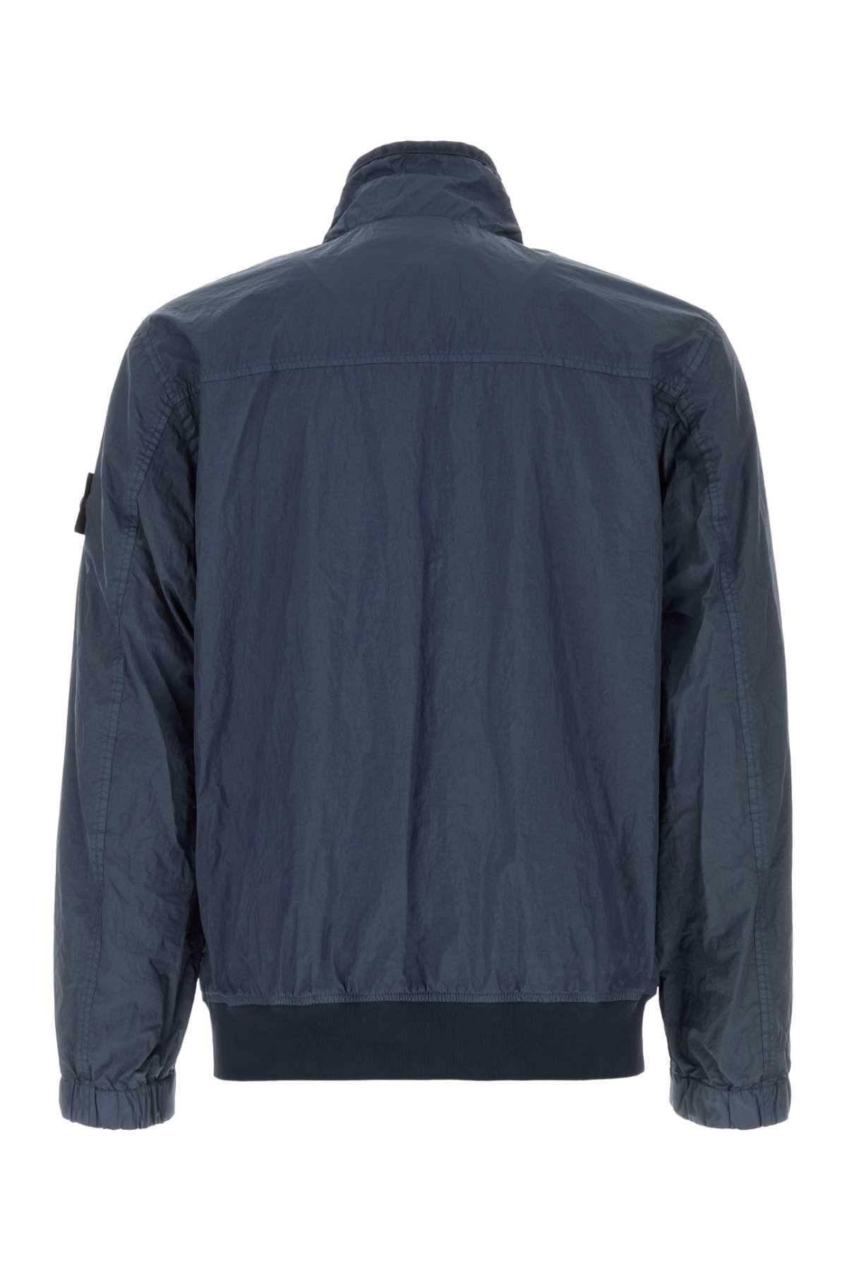 Stone Island Men Navy Blue Nylon Bomber Jacket STONE ISLAND