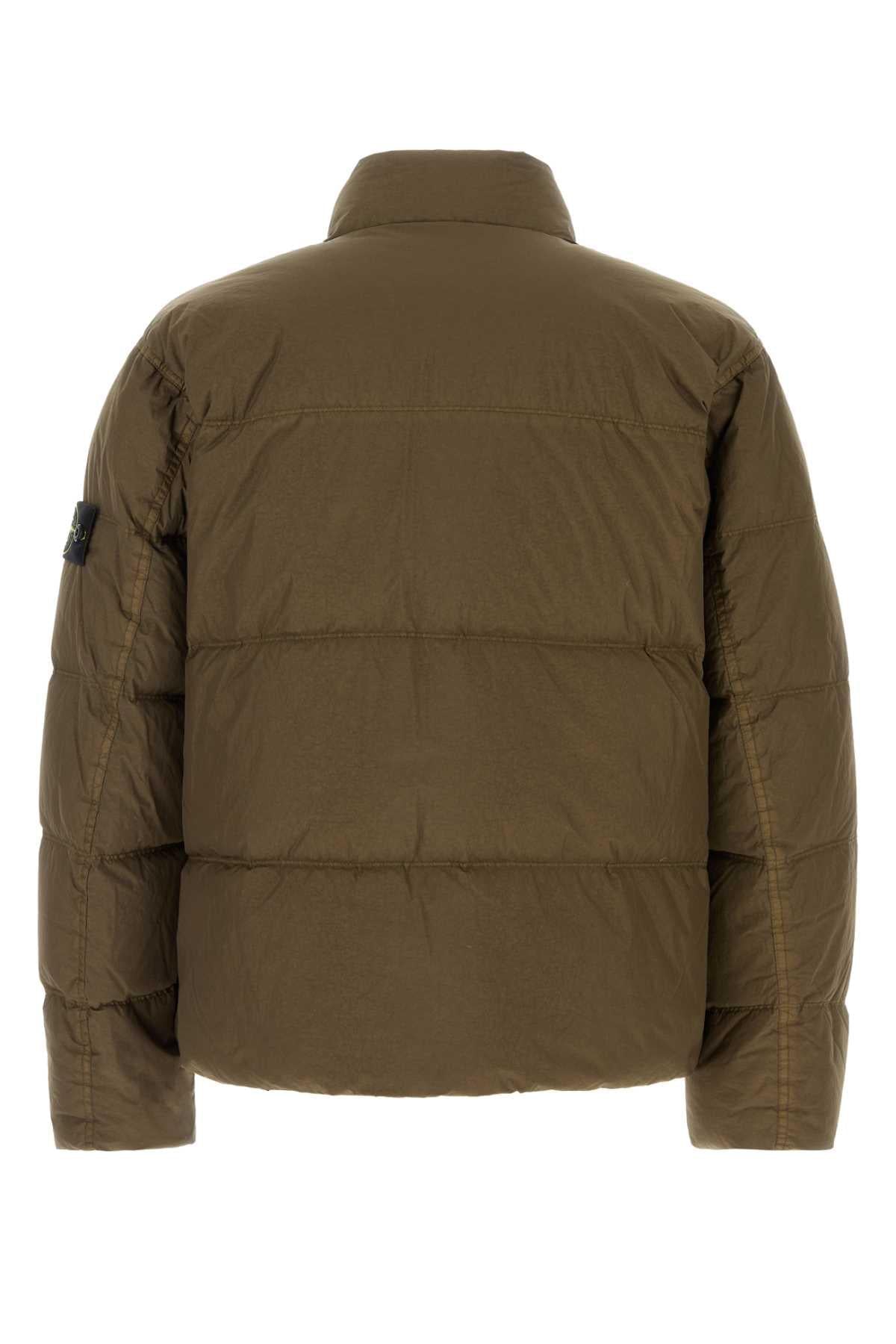 Stone Island Men Khaki Nylon Down Jacket STONE ISLAND