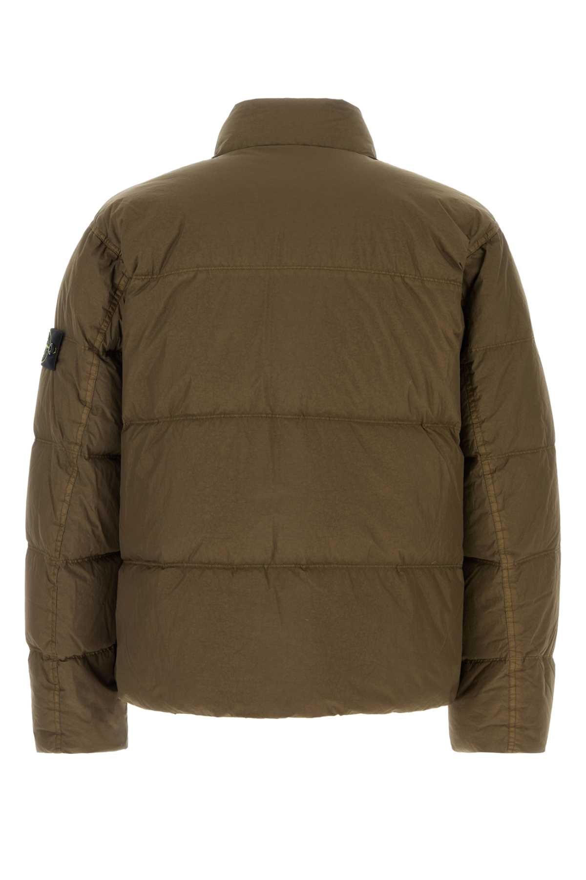 Stone Island Men Khaki Nylon Down Jacket STONE ISLAND