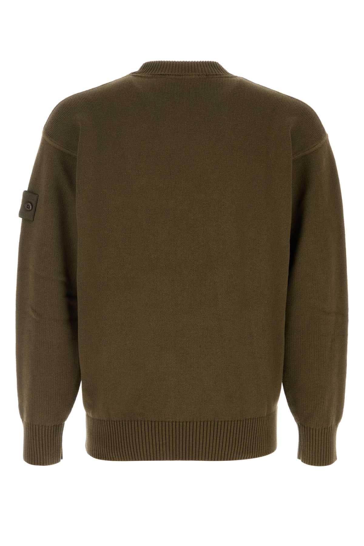 Stone Island Men Olive Green Cotton Blend Sweater STONE ISLAND