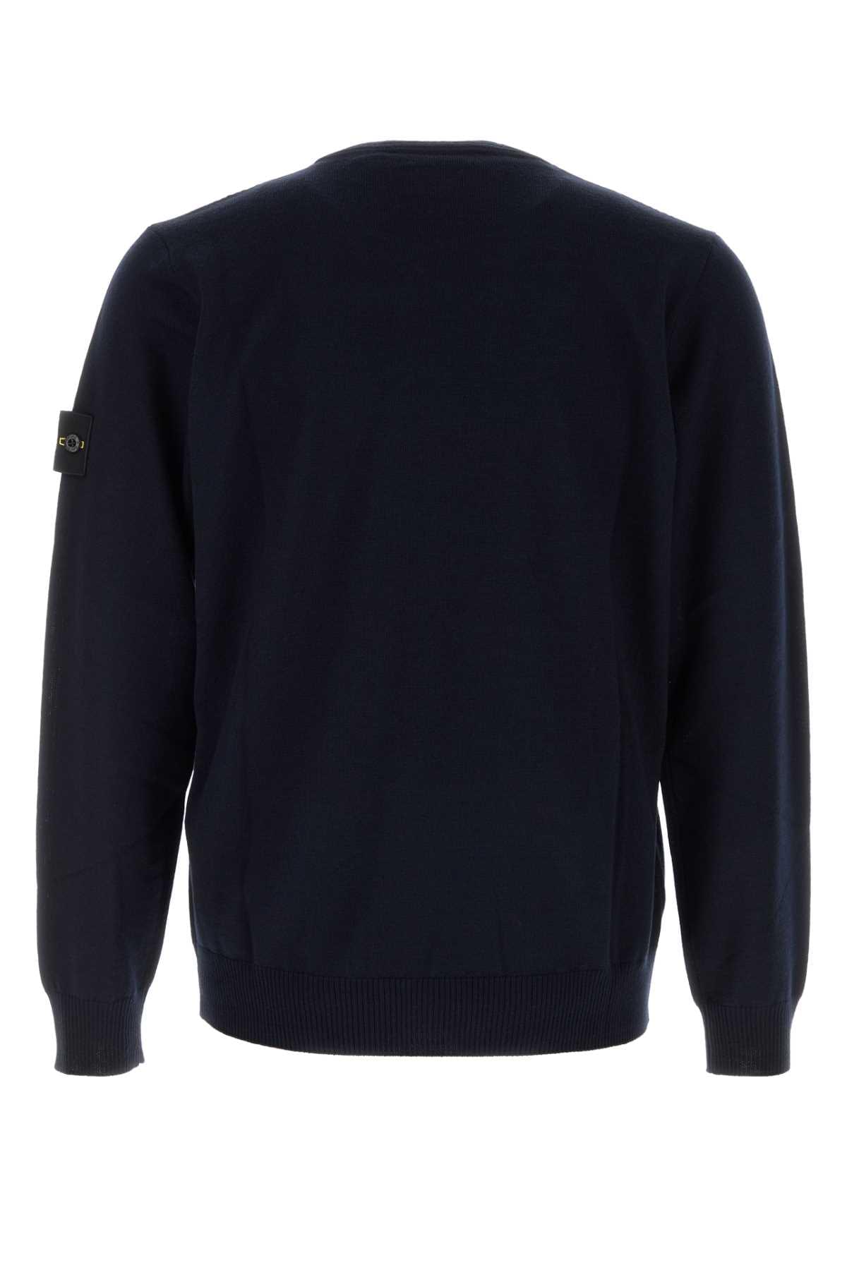 Stone Island Men Midnight Blue Wool Sweater STONE ISLAND