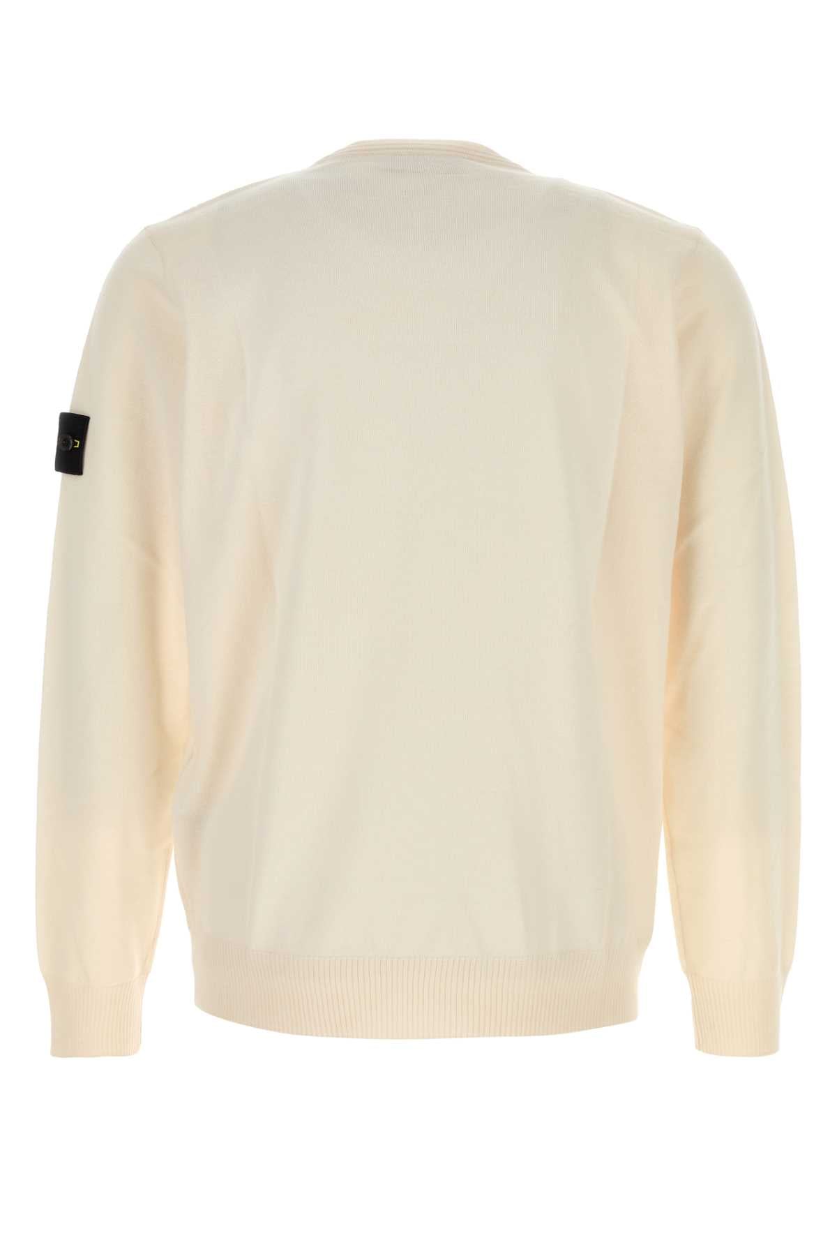 Stone Island Men Ivory Wool Sweater STONE ISLAND