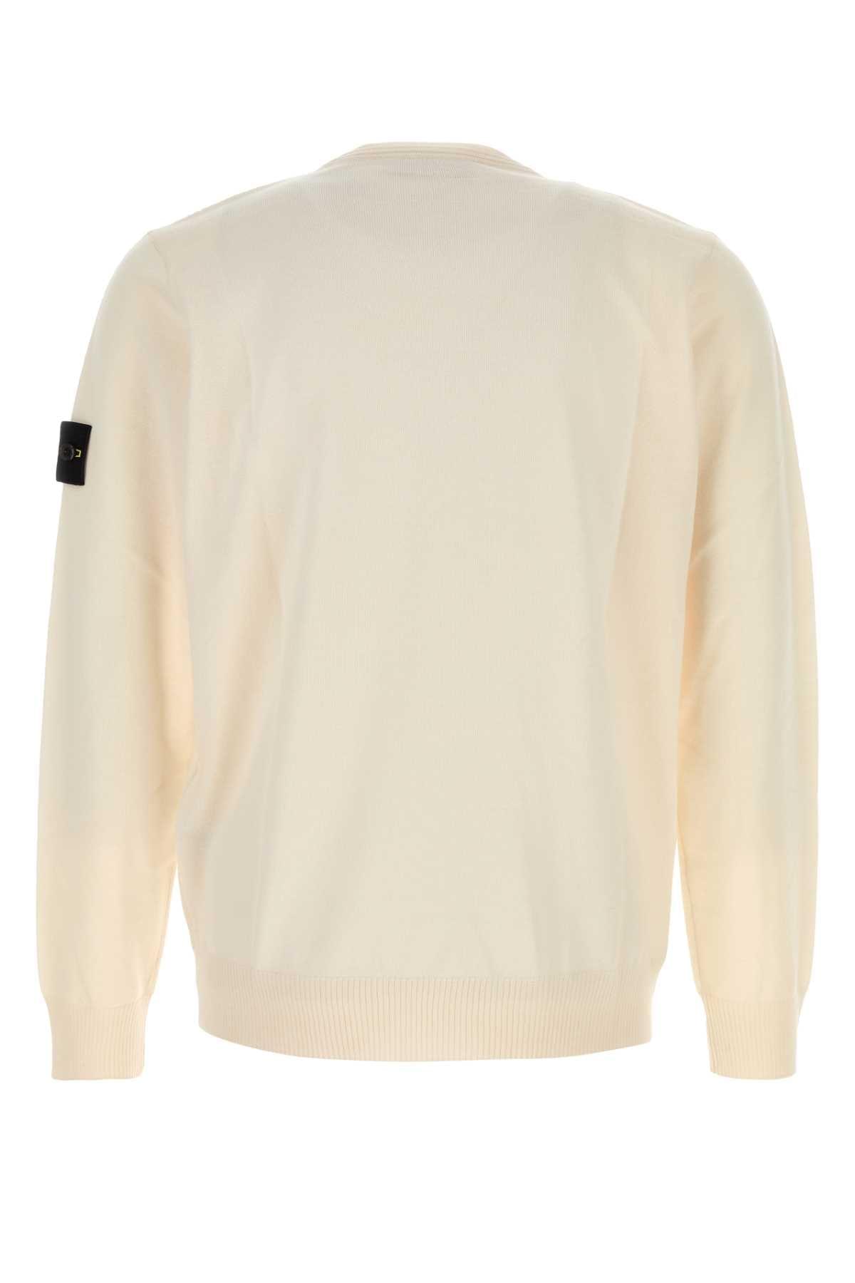 Stone Island Men Ivory Wool Sweater STONE ISLAND