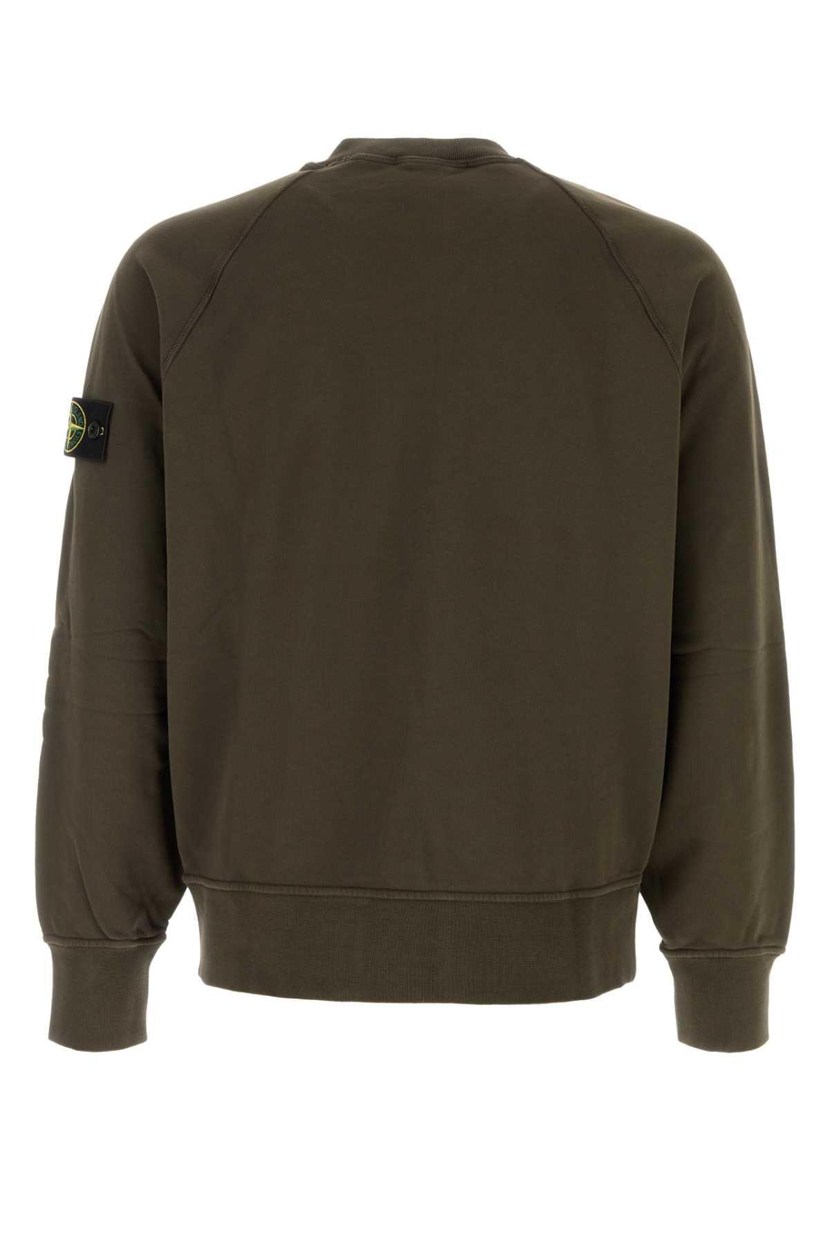 Stone Island Men Khaki Cotton Sweatshirt STONE ISLAND