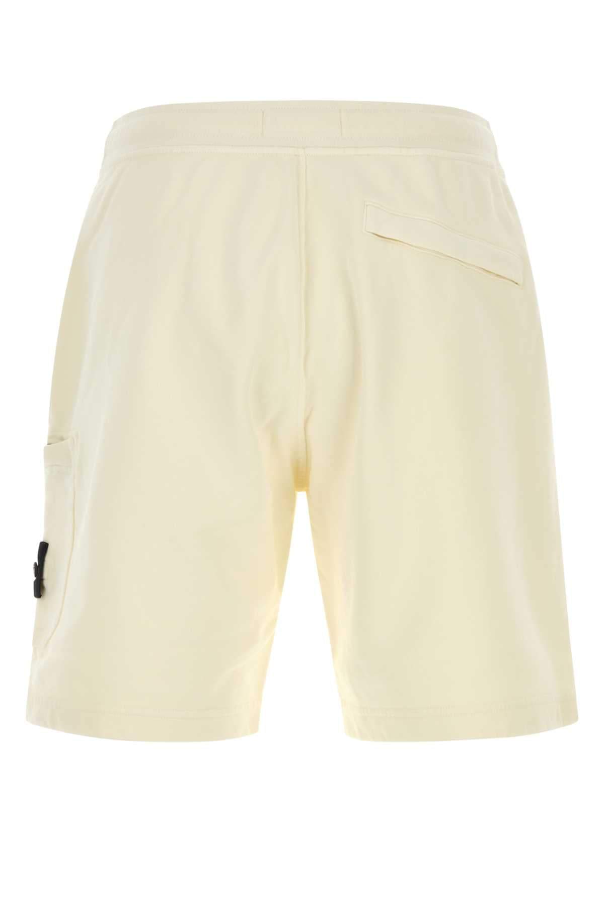 Stone Island Men Ivory Cotton Bermuda Shorts STONE ISLAND