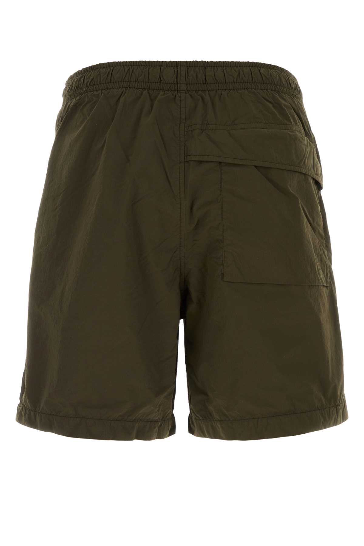 Stone Island Men Olive Green Nylon Bermuda Shorts STONE ISLAND