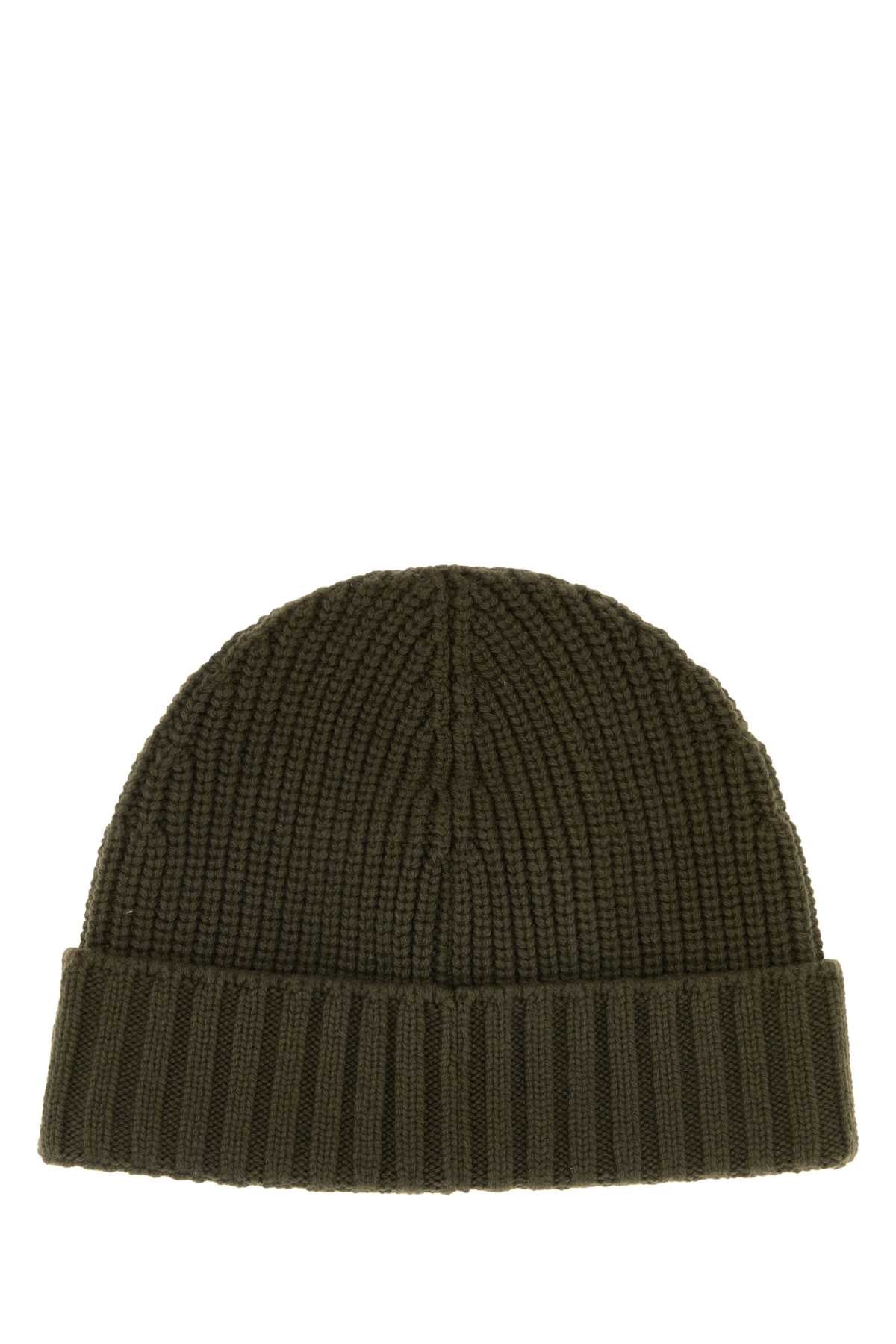 Stone Island Men Army Green Cashmere Beanie Hat STONE ISLAND