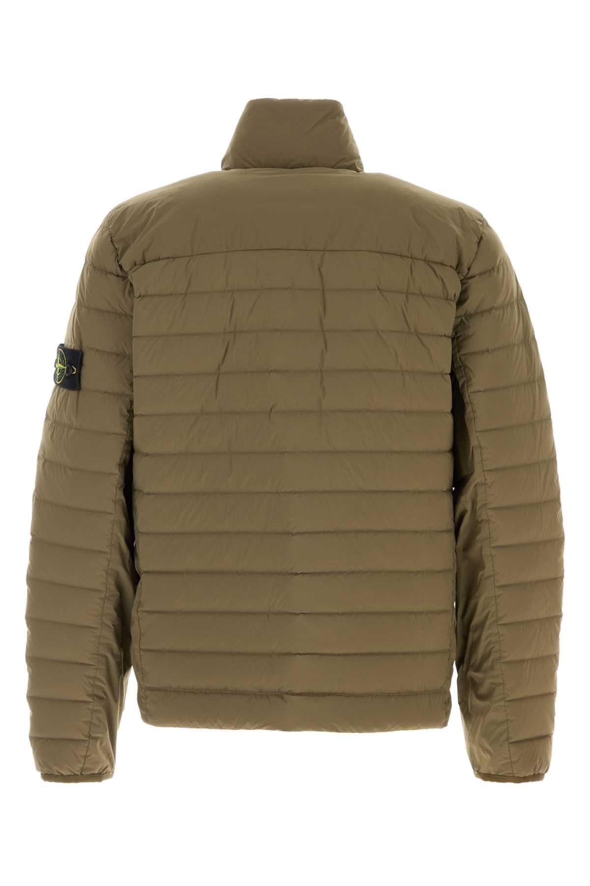 Stone Island Men Army Green Stretch Nylon Jacket STONE ISLAND