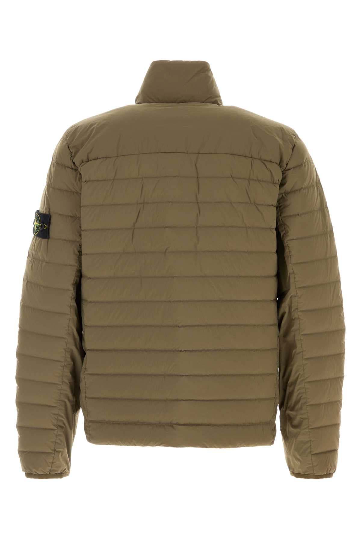 Stone Island Men Army Green Stretch Nylon Jacket STONE ISLAND