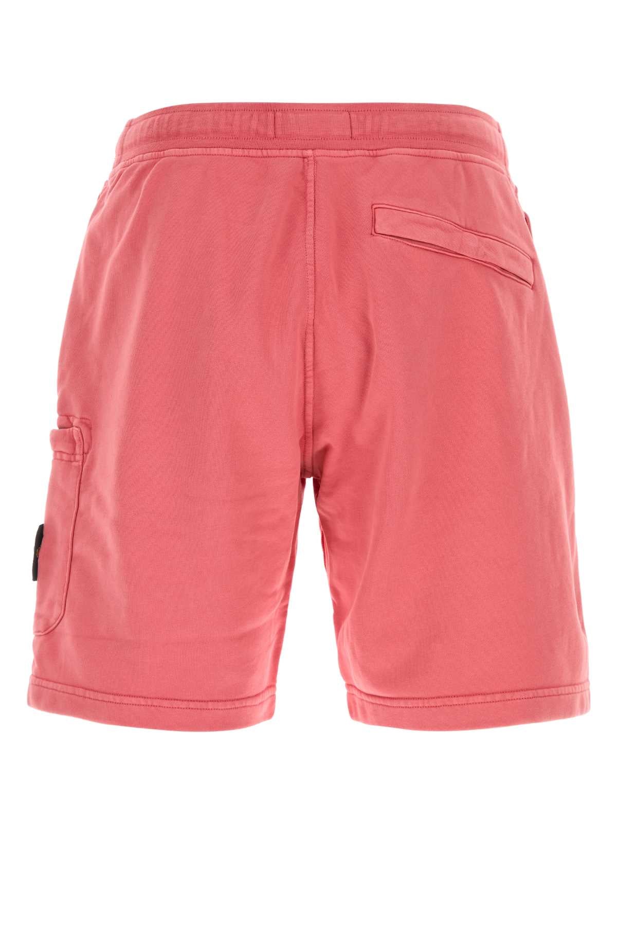 Stone Island Men Dark Pink Cotton Bermuda Shorts STONE ISLAND