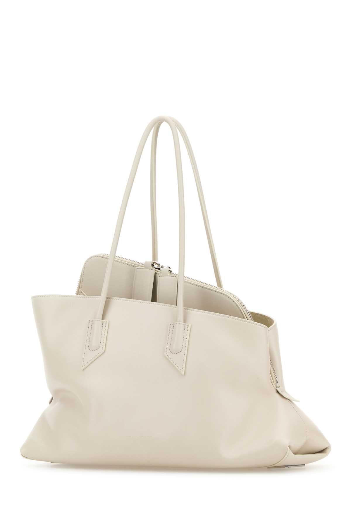 The Attico Women Ivory Leather Medium La Passeggiata Shoulder Bag THE ATTICO