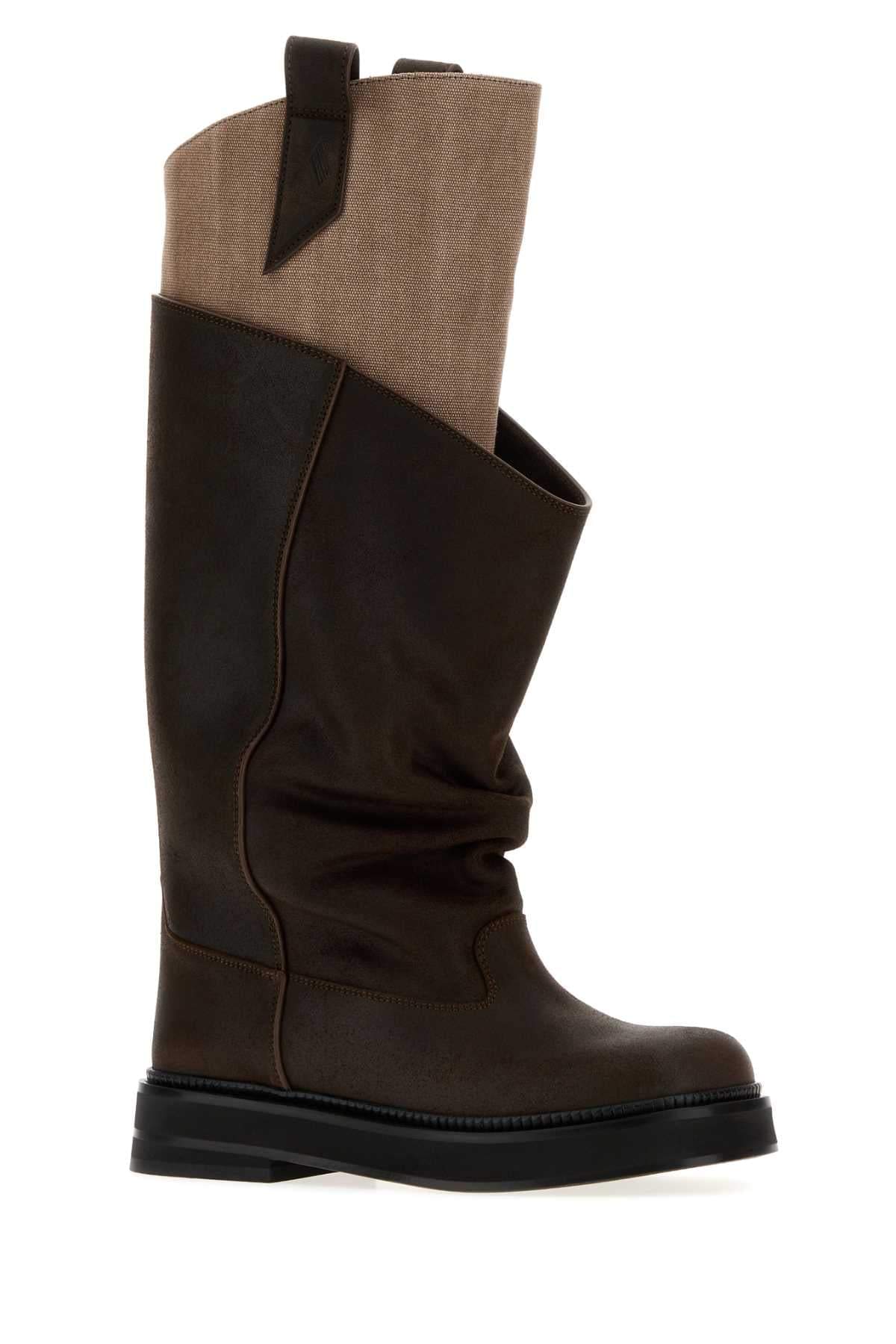 The Attico Women Chocolate Leather New Robin Passeggiata Boots THE ATTICO