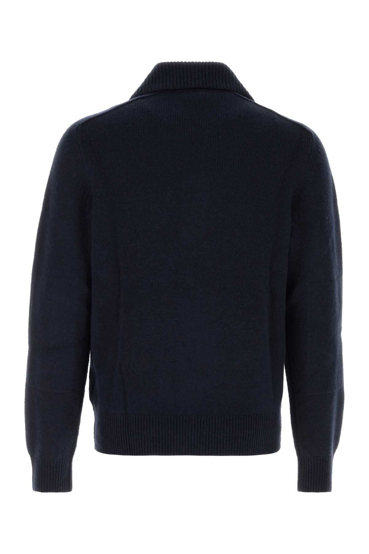 Burberry Men Midnight Blue Stretch Cashmere Blend Cardigan BURBERRY