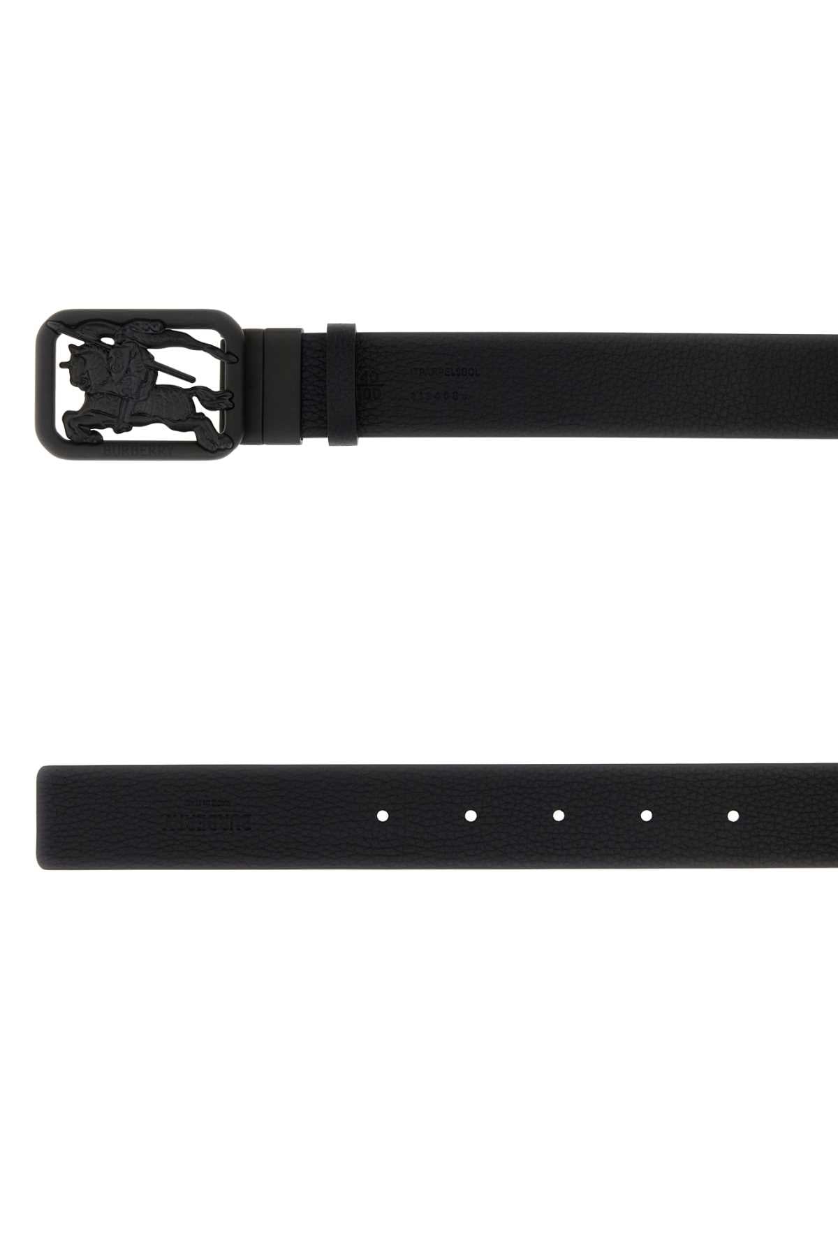 Burberry Men Black Leather Reversible Rider Belt BURBERRY