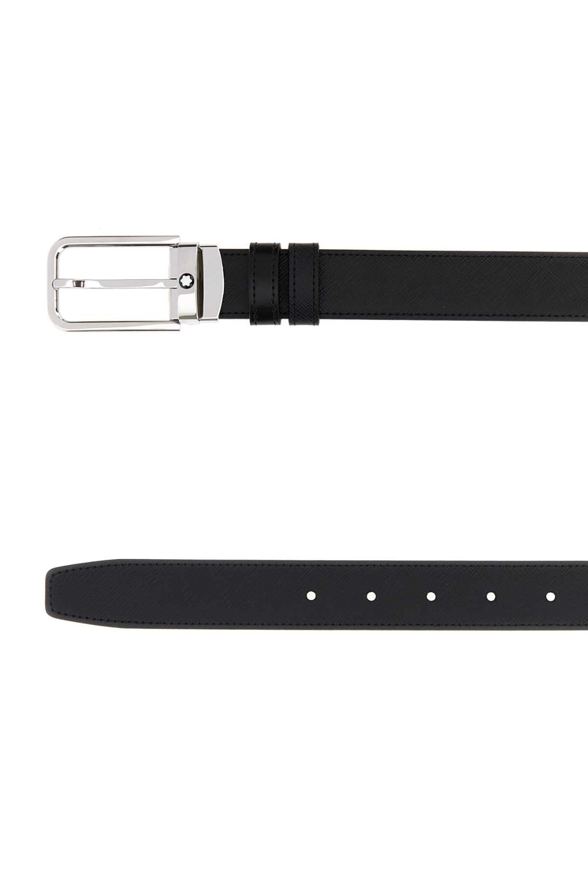 Montblanc Men Black Leather Reversible Belt MONTBLANC