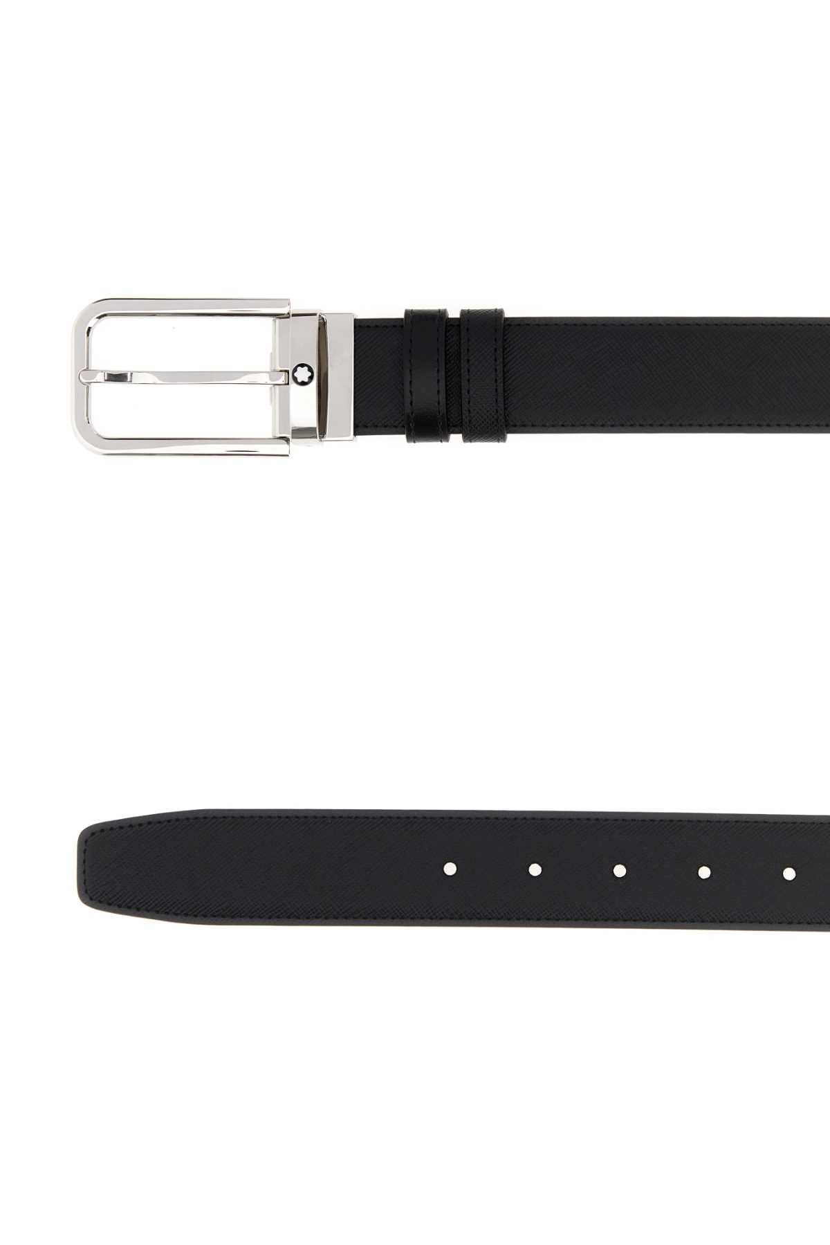 Montblanc Men Black Leather Reversible Belt MONTBLANC