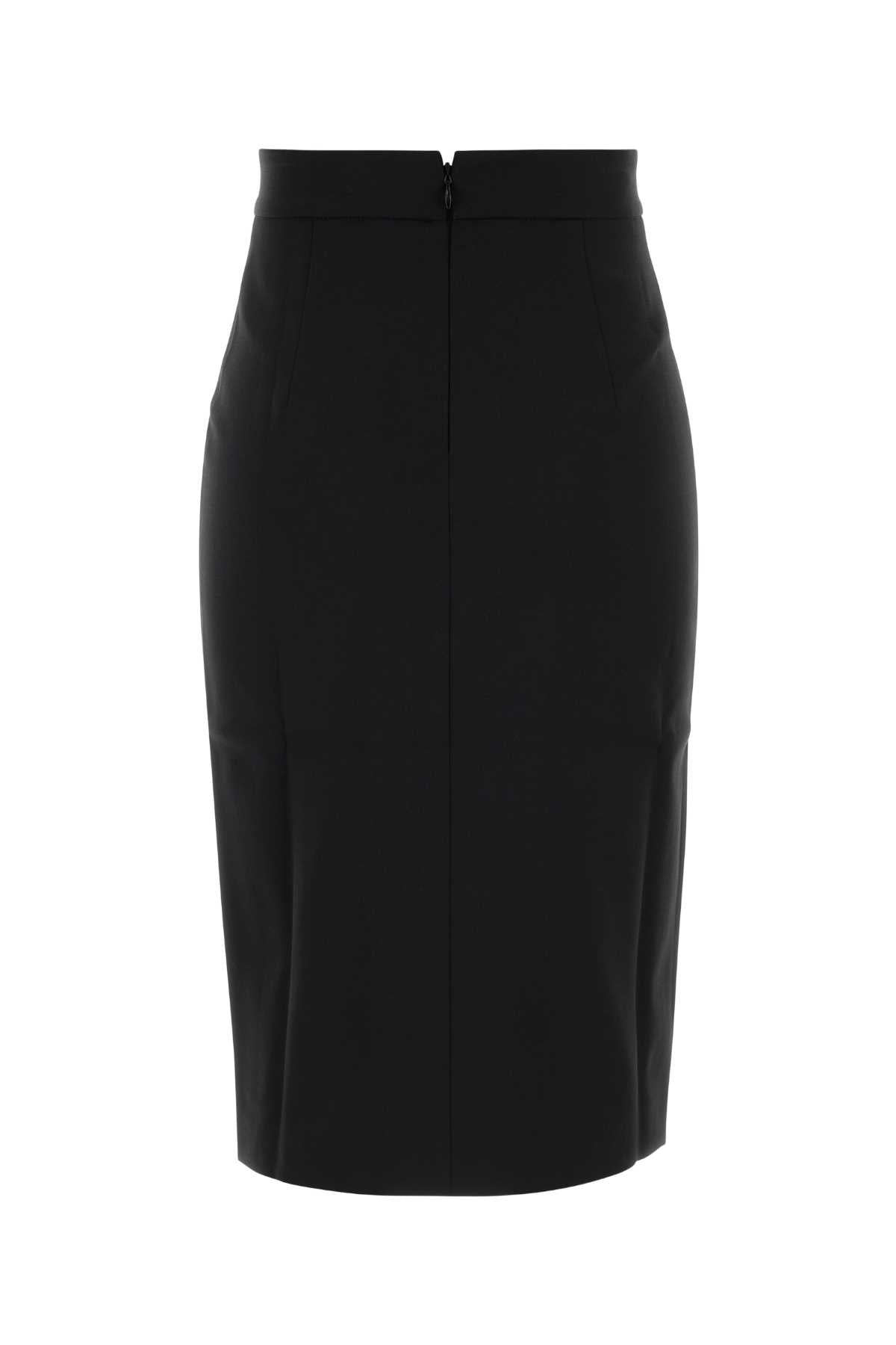 The Andamane Women Black Stretch Gabardine Skirt THE ANDAMANE