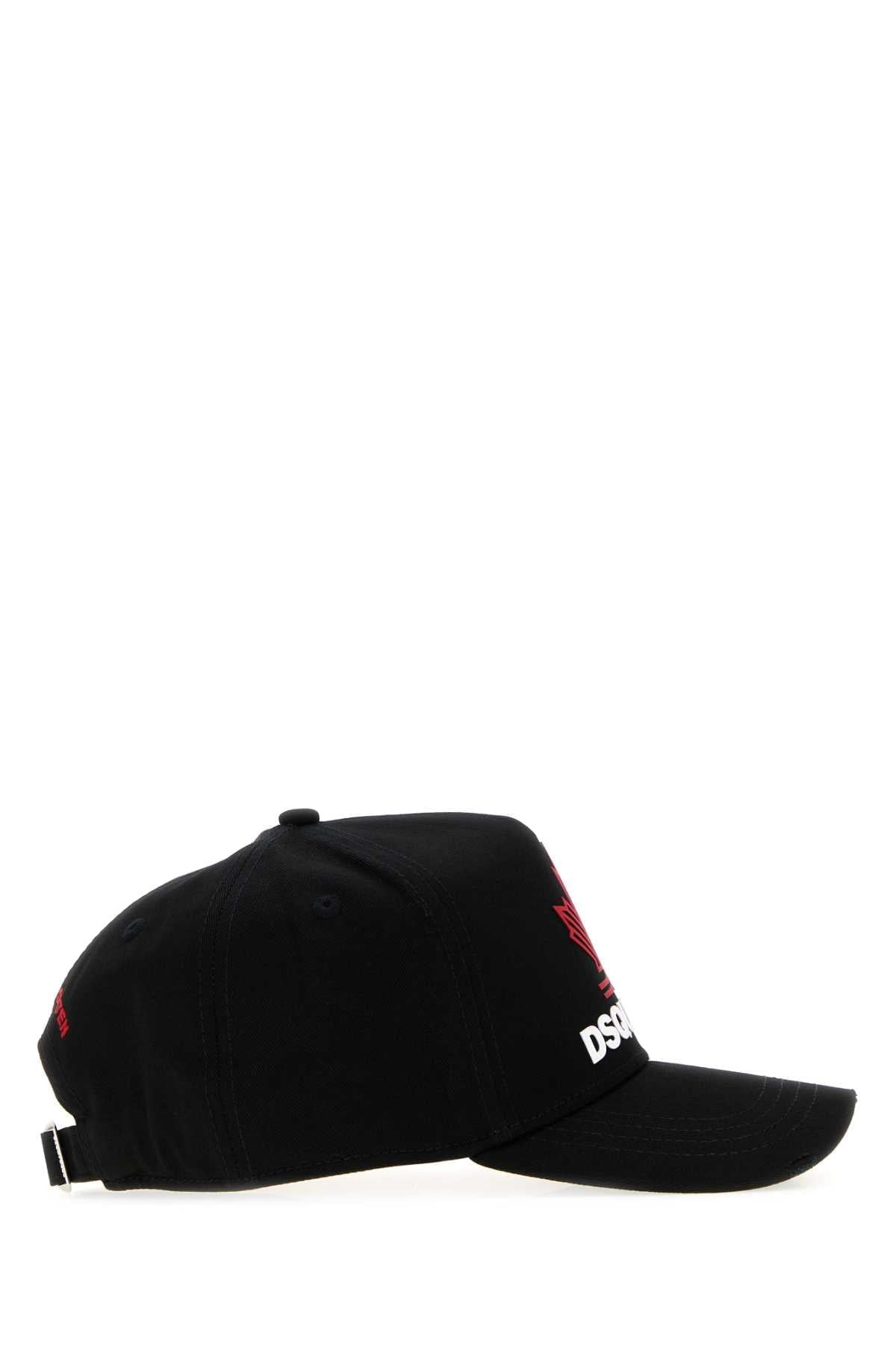 Dsquared Men Black Gabardine Baseball Cap DSQUARED2