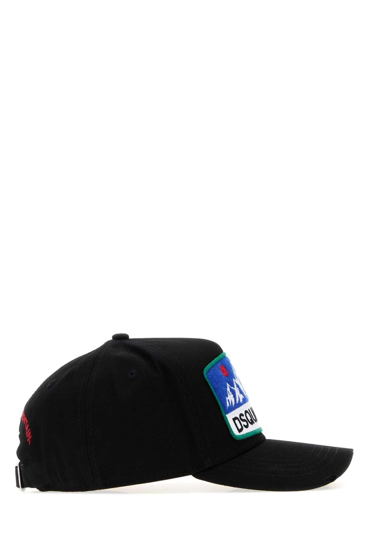 Dsquared Men Black Gabardine Baseball Cap DSQUARED2