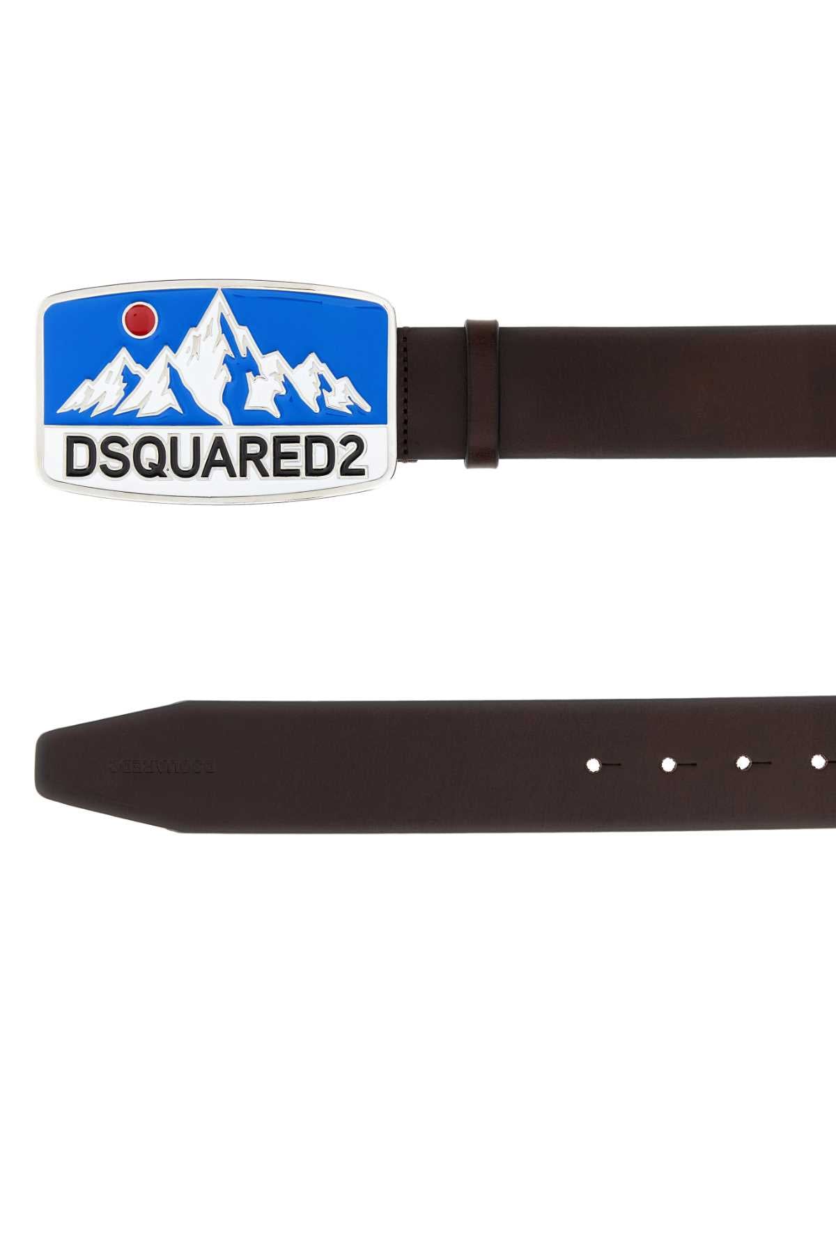 Dsquared Men Dark Brown Leather Dominate Your Sport Belt DSQUARED2
