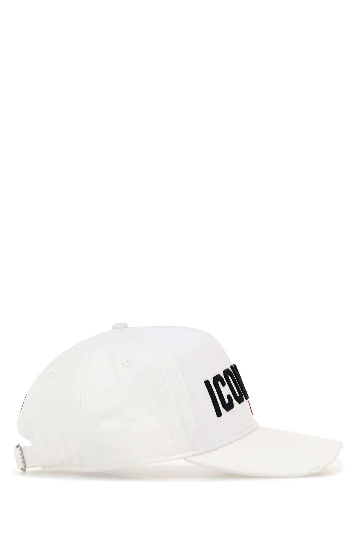Dsquared Men White Gabardine Baseball Cap DSQUARED2