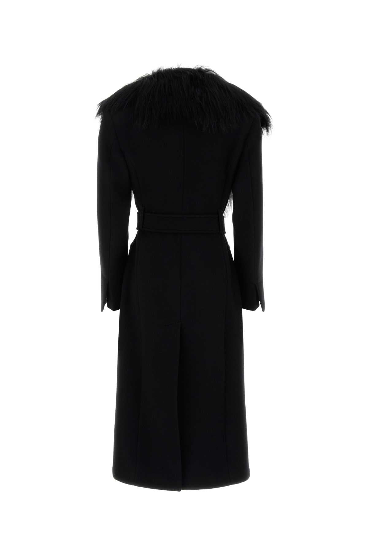 Blumarine Women Black Wool Blend Coat BLUMARINE
