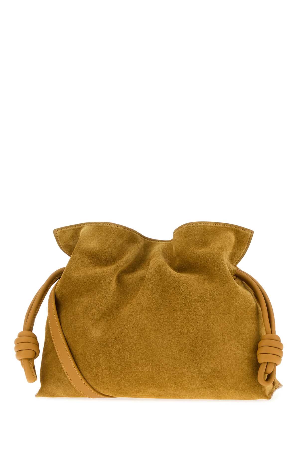 Loewe Women Ochre Suede Medium Flamenco Clutch LOEWE