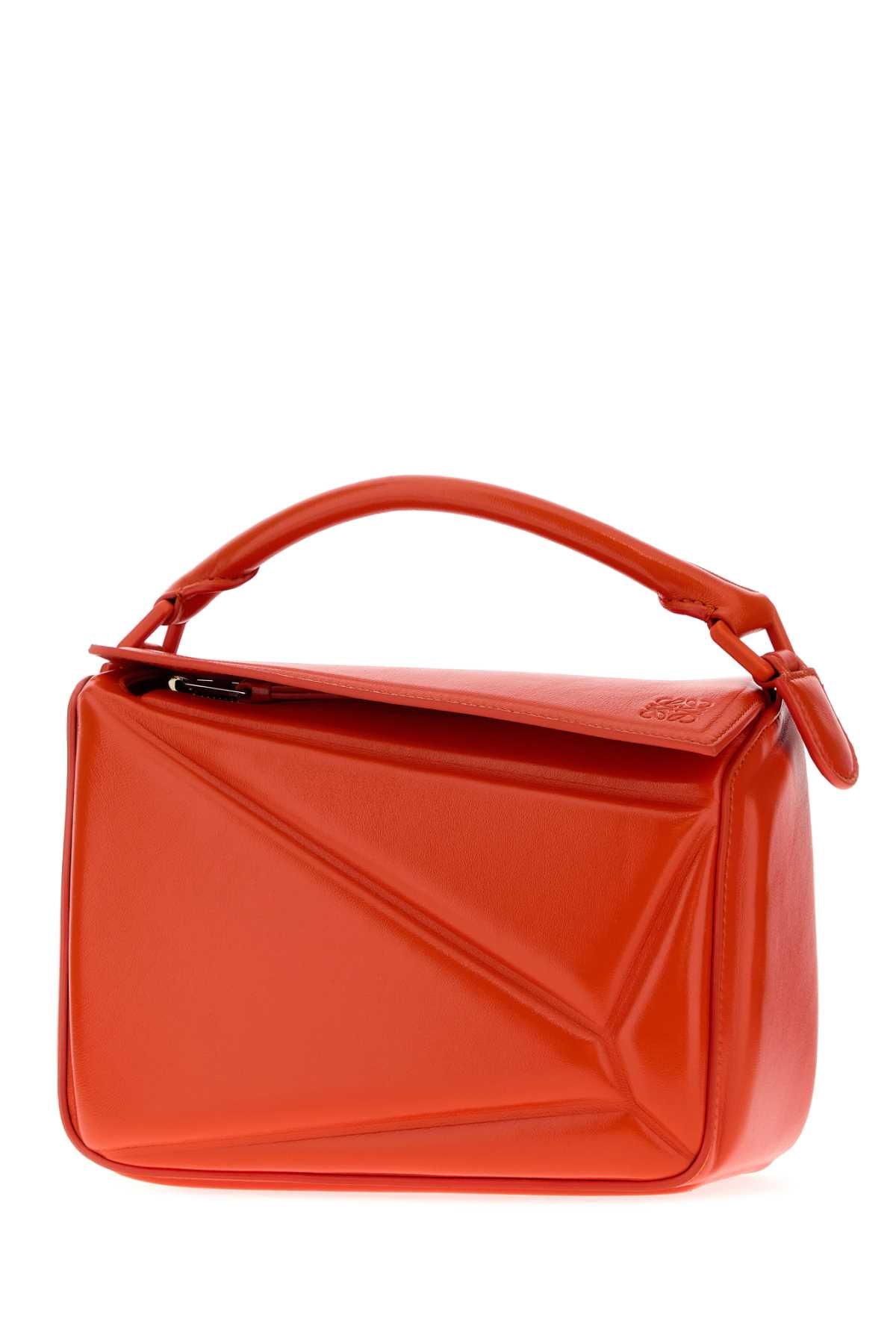 Loewe Women Fluo Orange Leather Puzzle Blow Handbag LOEWE