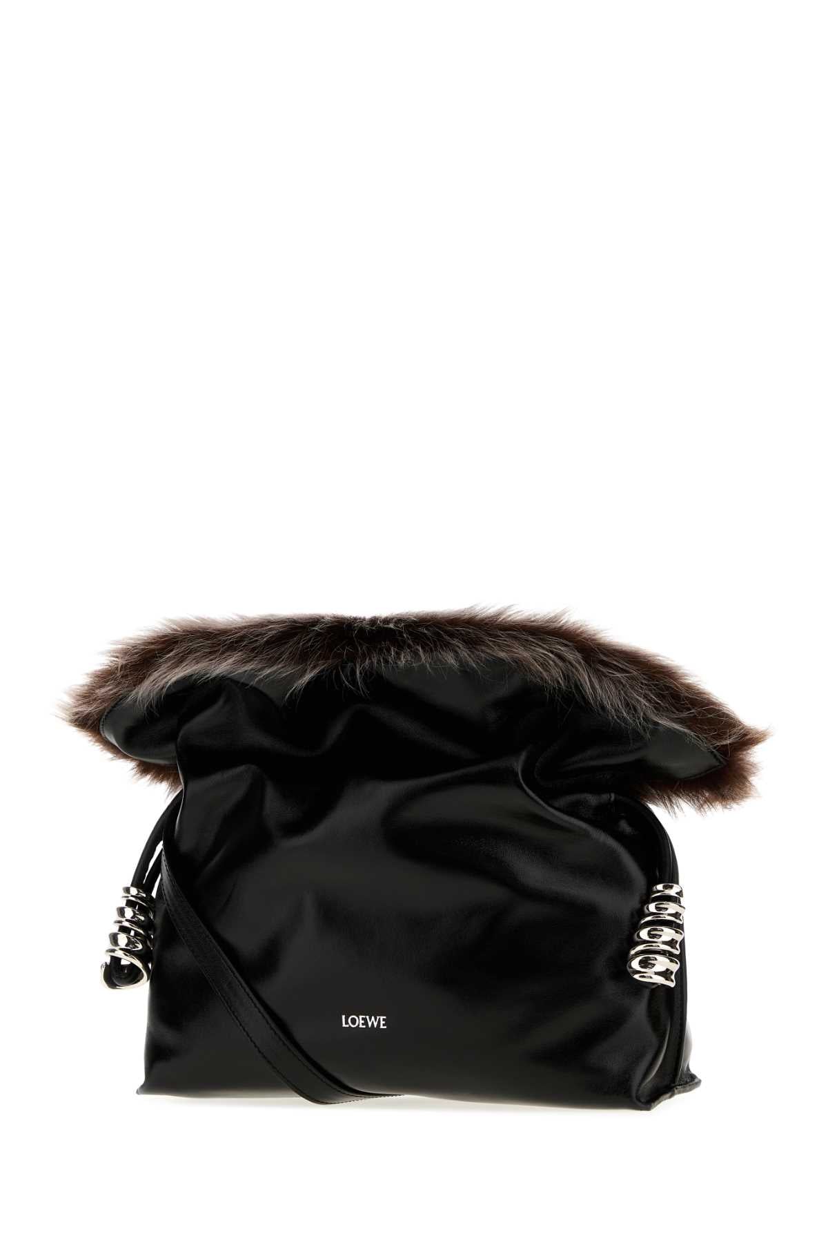 Loewe Women Black Leather Flamenco Clutch LOEWE