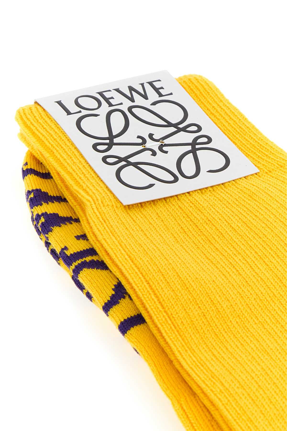 Loewe Women Yellow Stretch Wool Blend Socks LOEWE