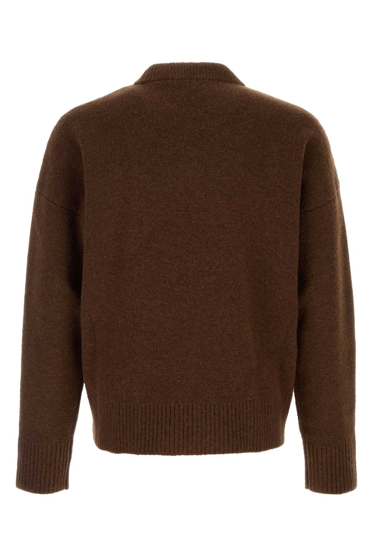 Ami Men Chocolate Stretch Alpaca Blend Sweater AMI PARIS