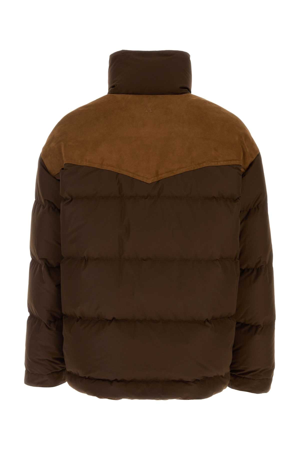 Ami Men Brown Polyester Blend Down Jacket AMI PARIS