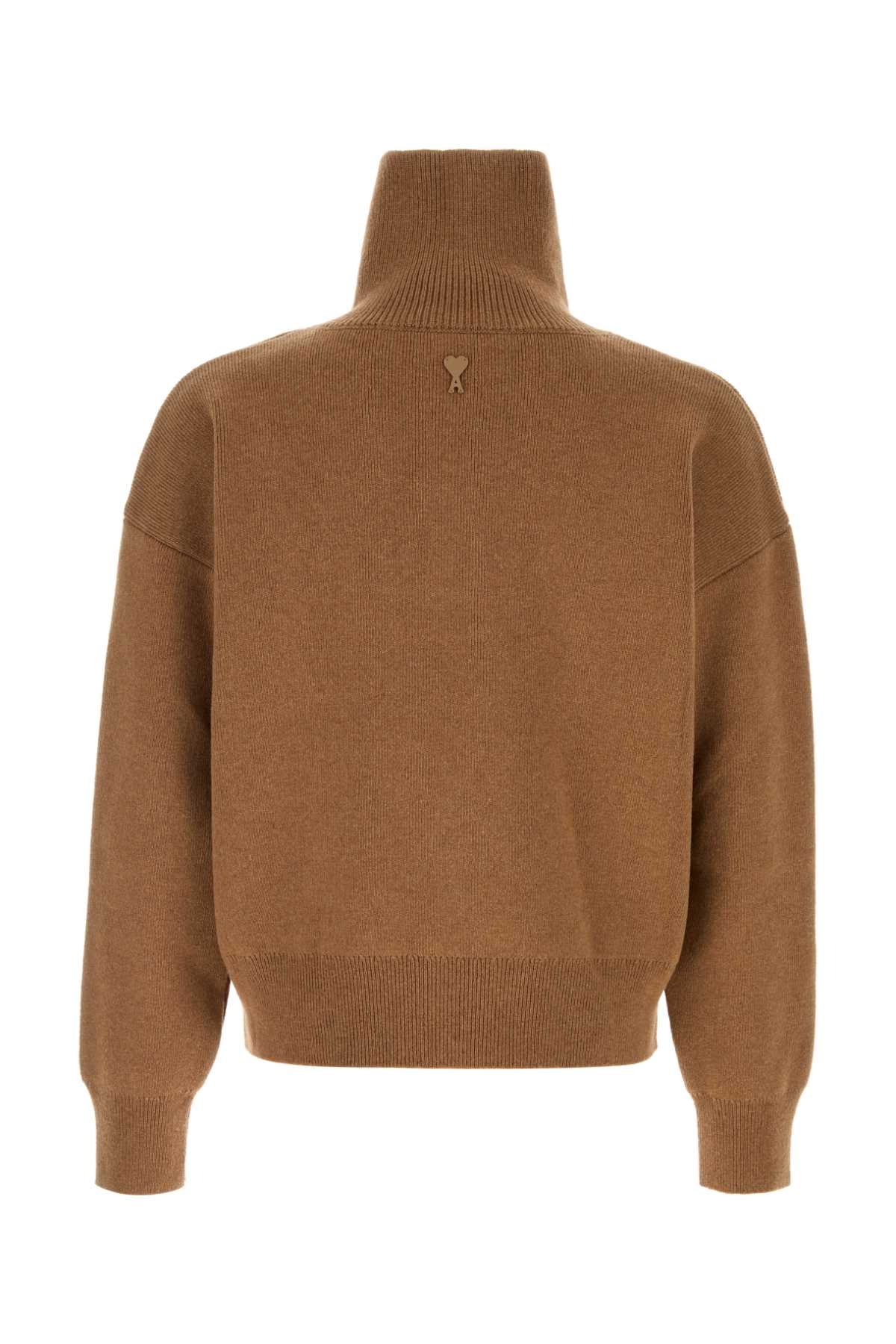 Ami Men Camel Wool Sweater AMI PARIS