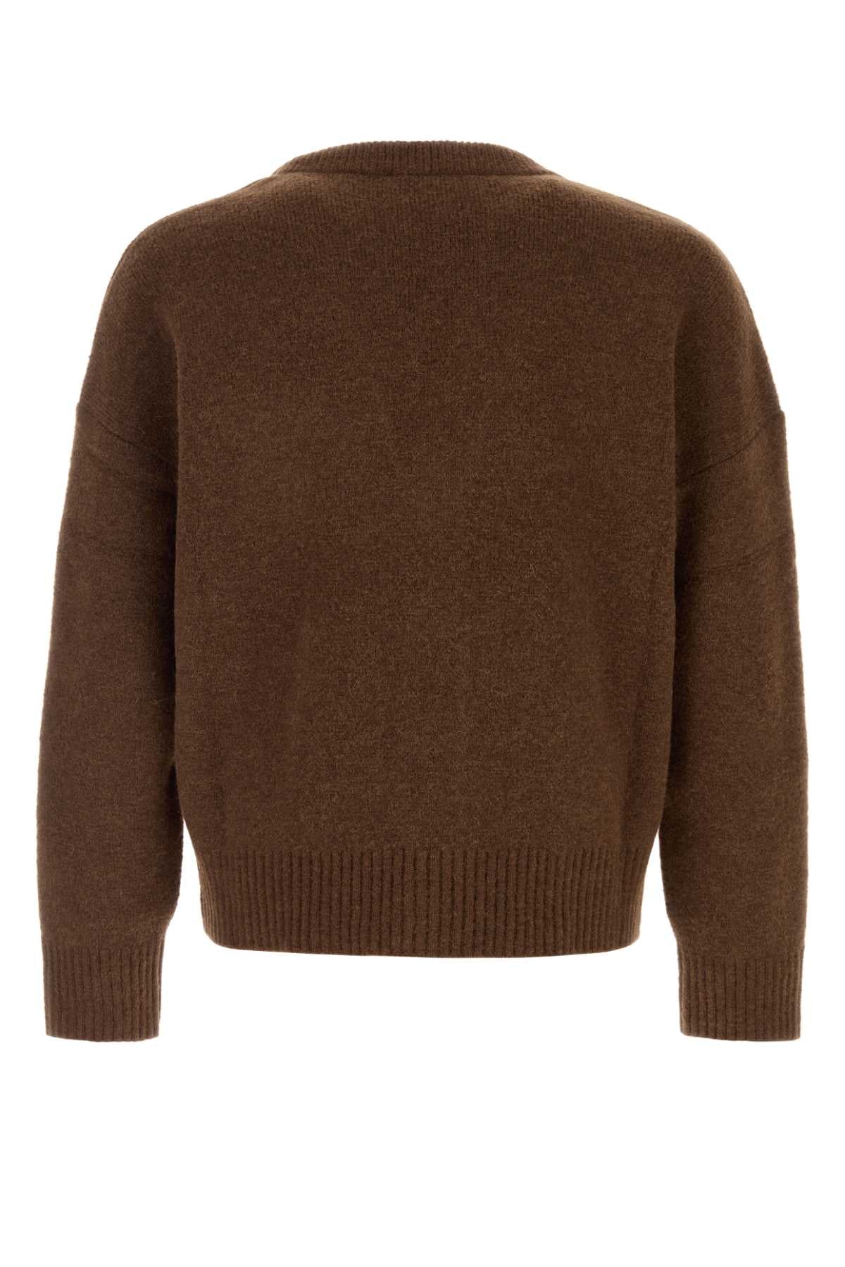 Ami Men Brown Stretch Alpaca Blend Cardigan AMI PARIS
