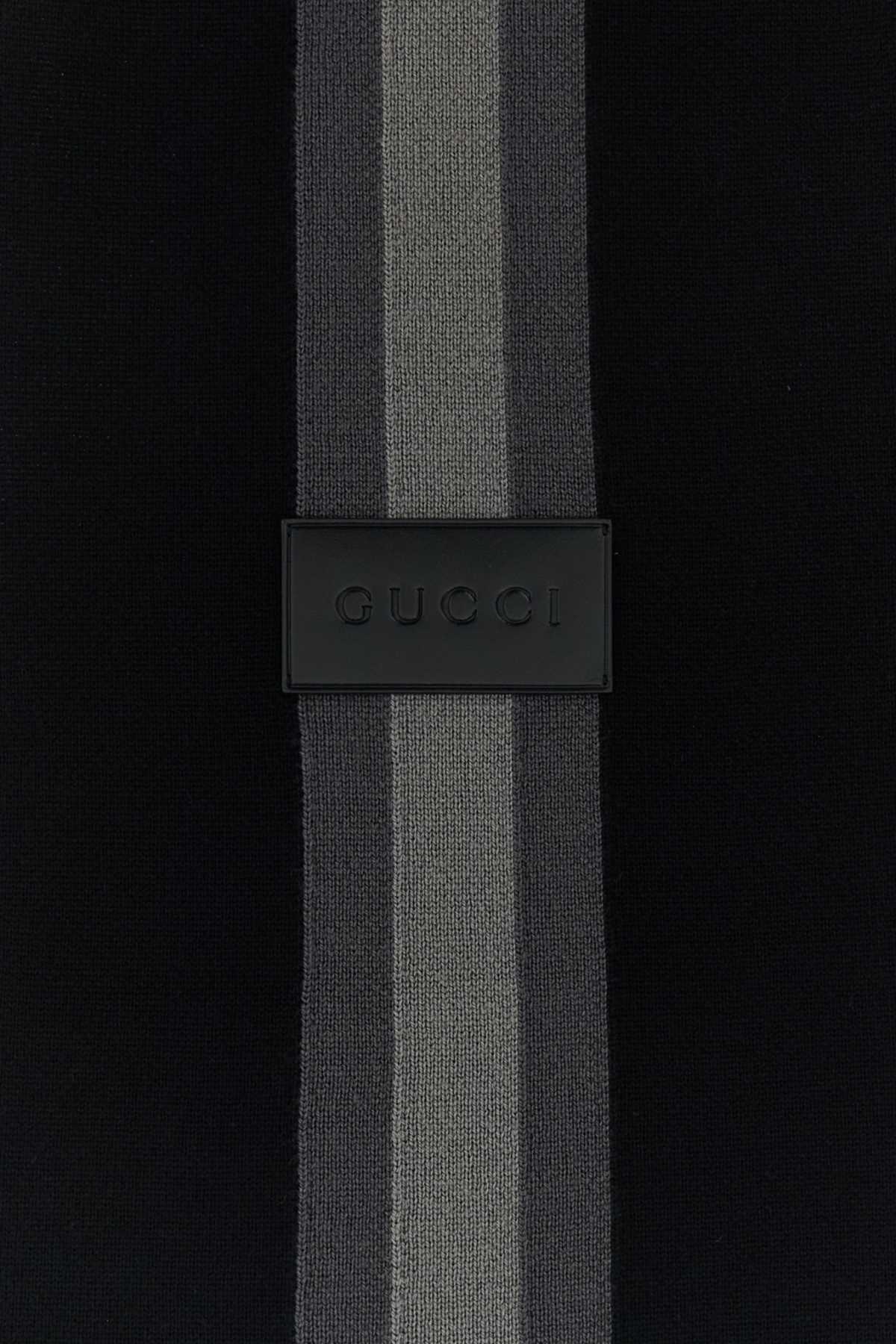 Gucci Men Black Wool Scarf GUCCI