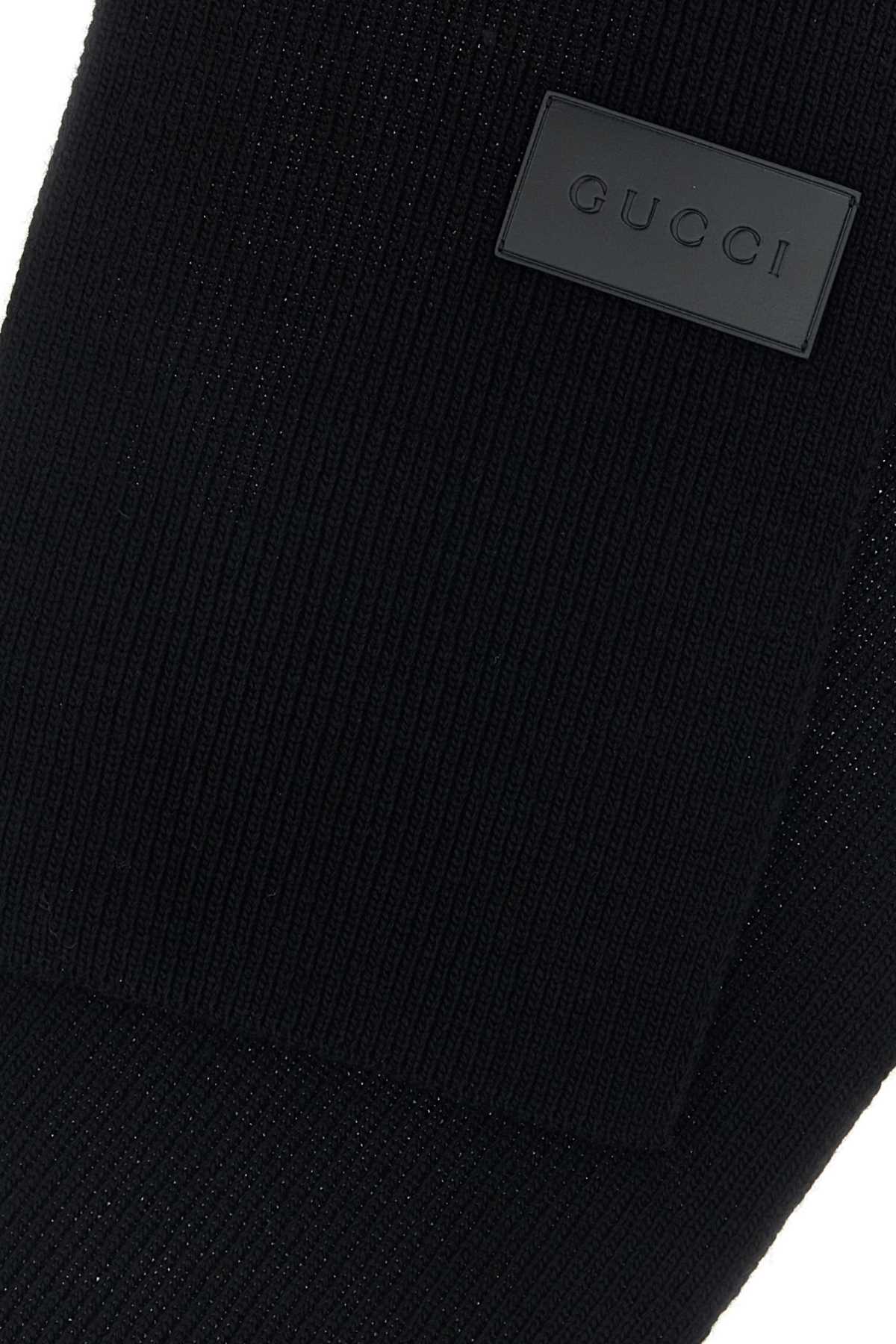 Gucci Men Black Wool Scarf GUCCI