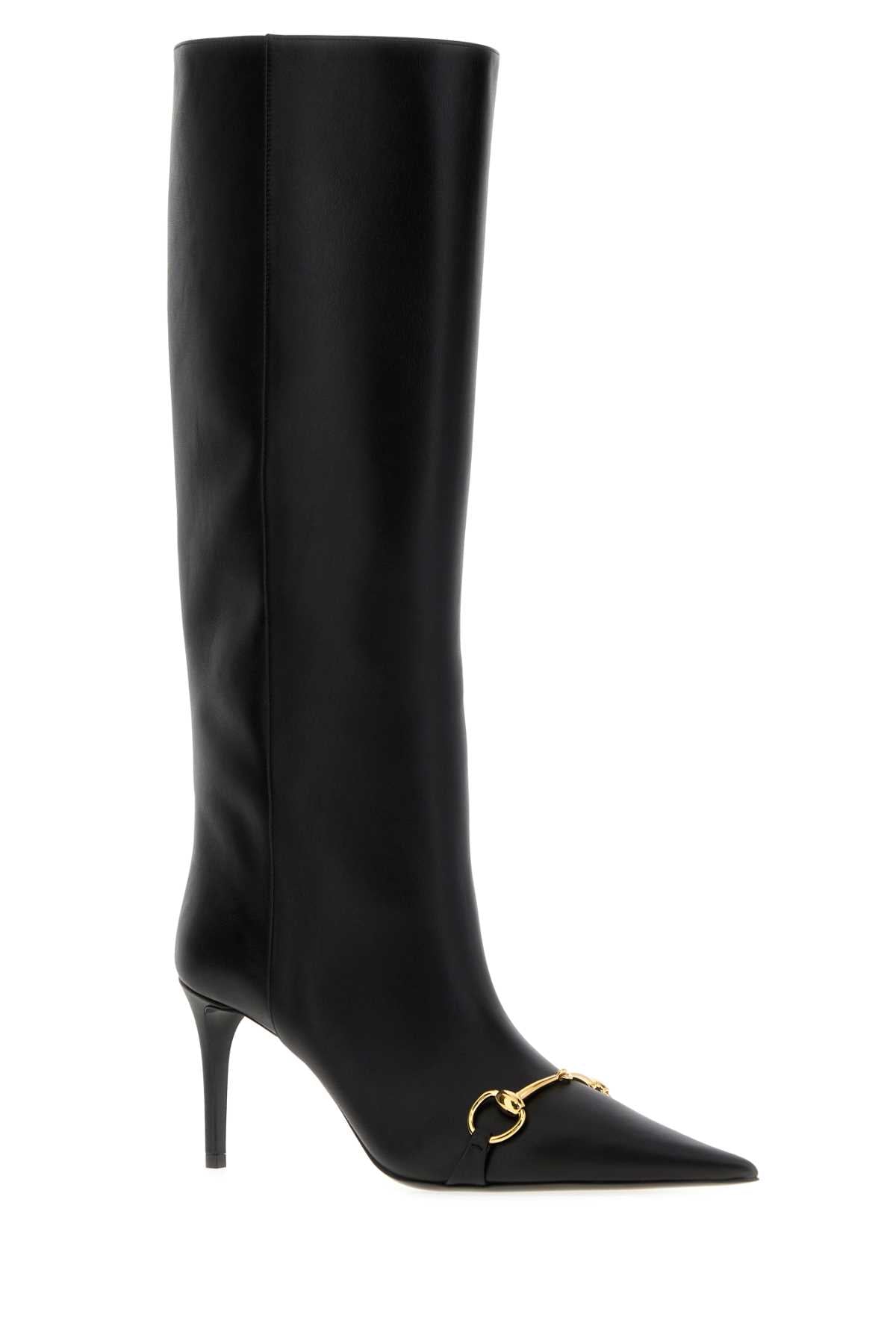 Gucci Women Black Leather Donna Boots GUCCI
