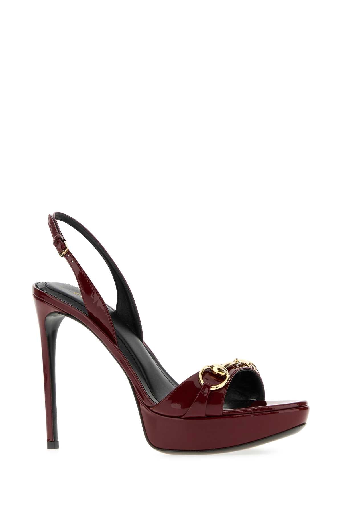 Gucci Women Burgundy Leather Donna Sandals GUCCI