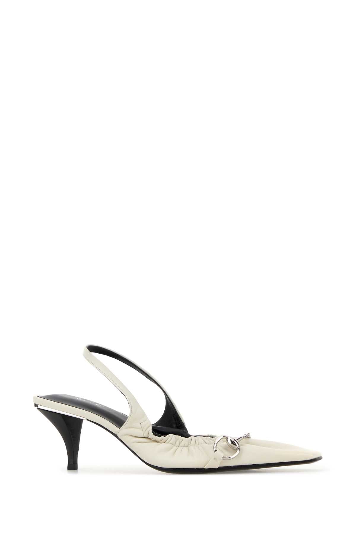 Gucci Women White Nappa Leather Vittoria Pumps GUCCI