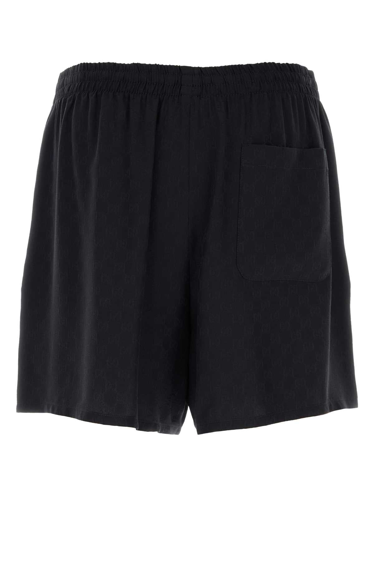 Gucci Men Black Gg Silk Bermuda Shorts GUCCI