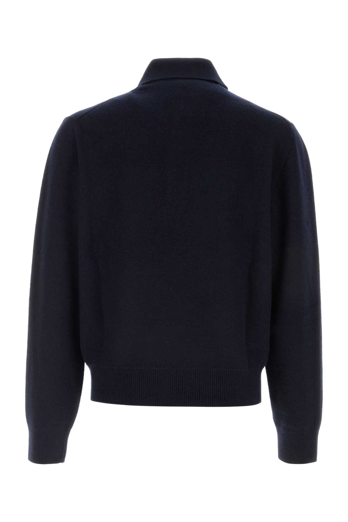 Bottega Veneta Men Midnight Blue Wool Blend Polo Shirt BOTTEGA VENETA