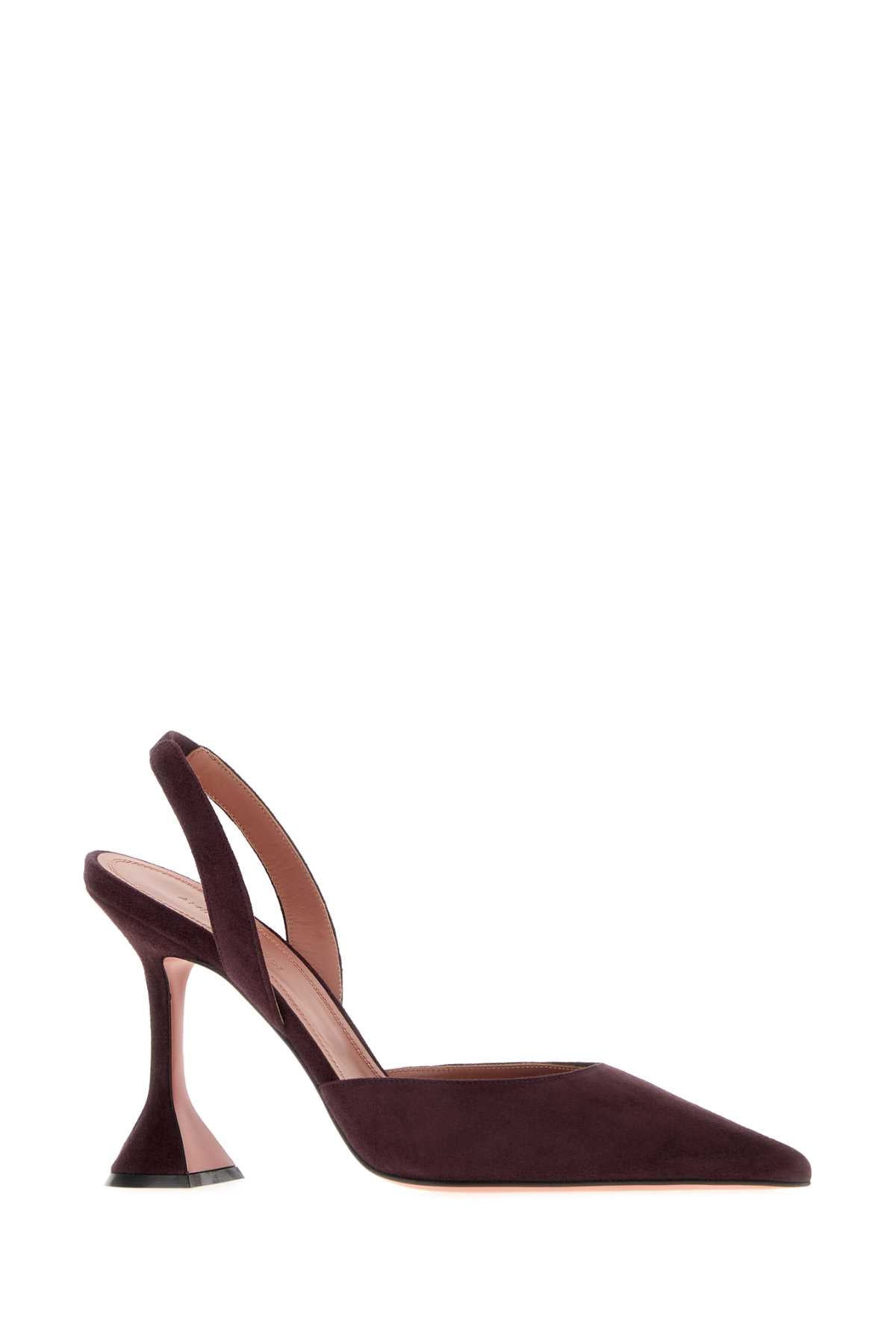 Amina Muaddi Women Aubergine Suede Holli Sling Pumps AMINA MUADDI