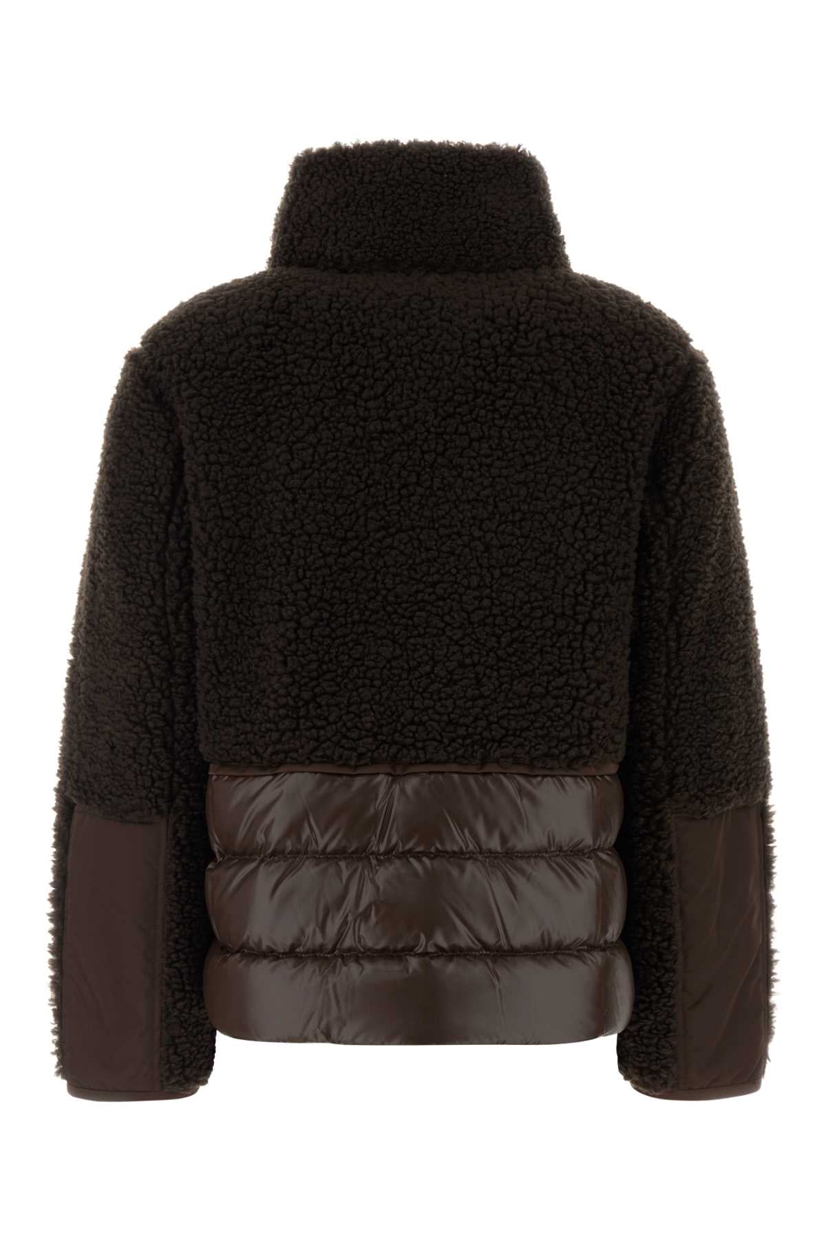 Moncler Women Chocolate Teddy And Polyester Glorieux Down Jacket MONCLER