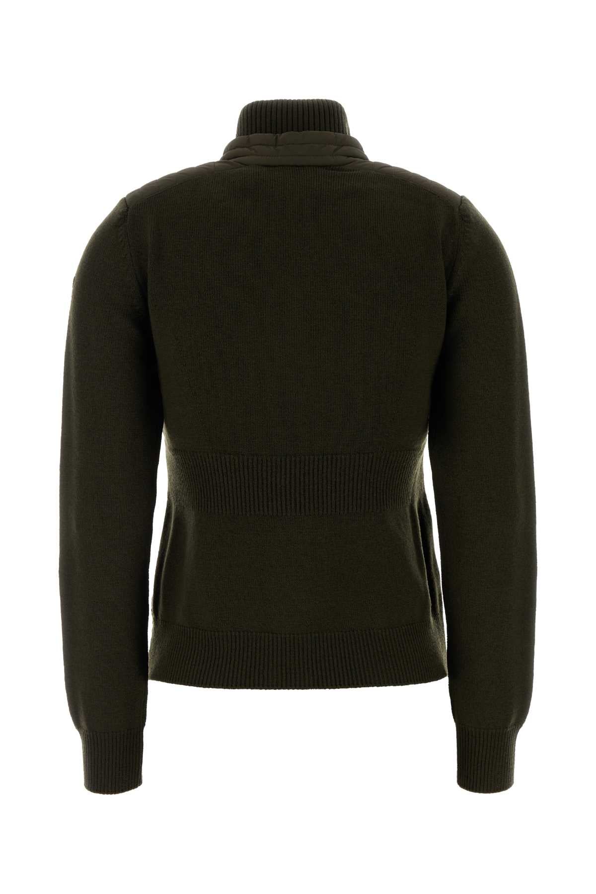 Moncler Grenoble Women Khaki Nylon And Knit Cardigan MONCLER GRENOBLE