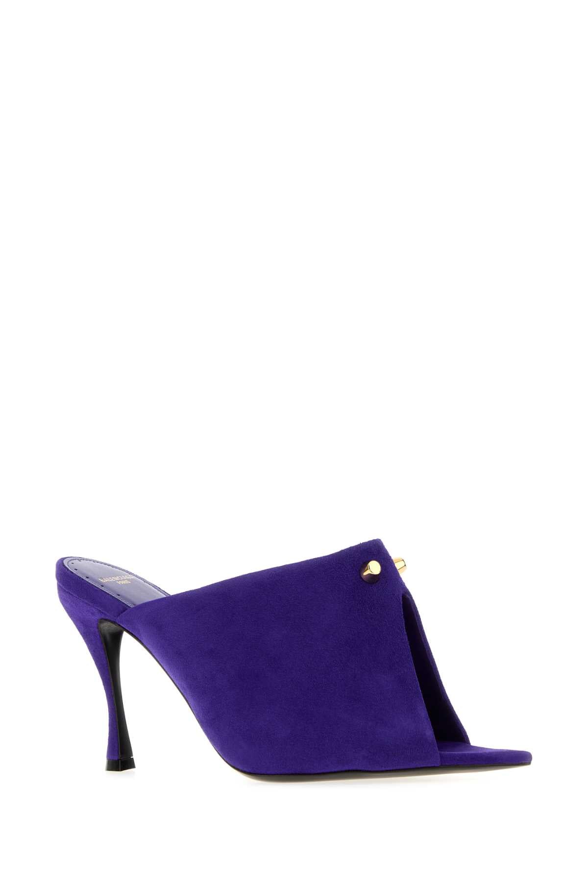 Balenciaga Women Blue Suede Midnight City Mules BALENCIAGA