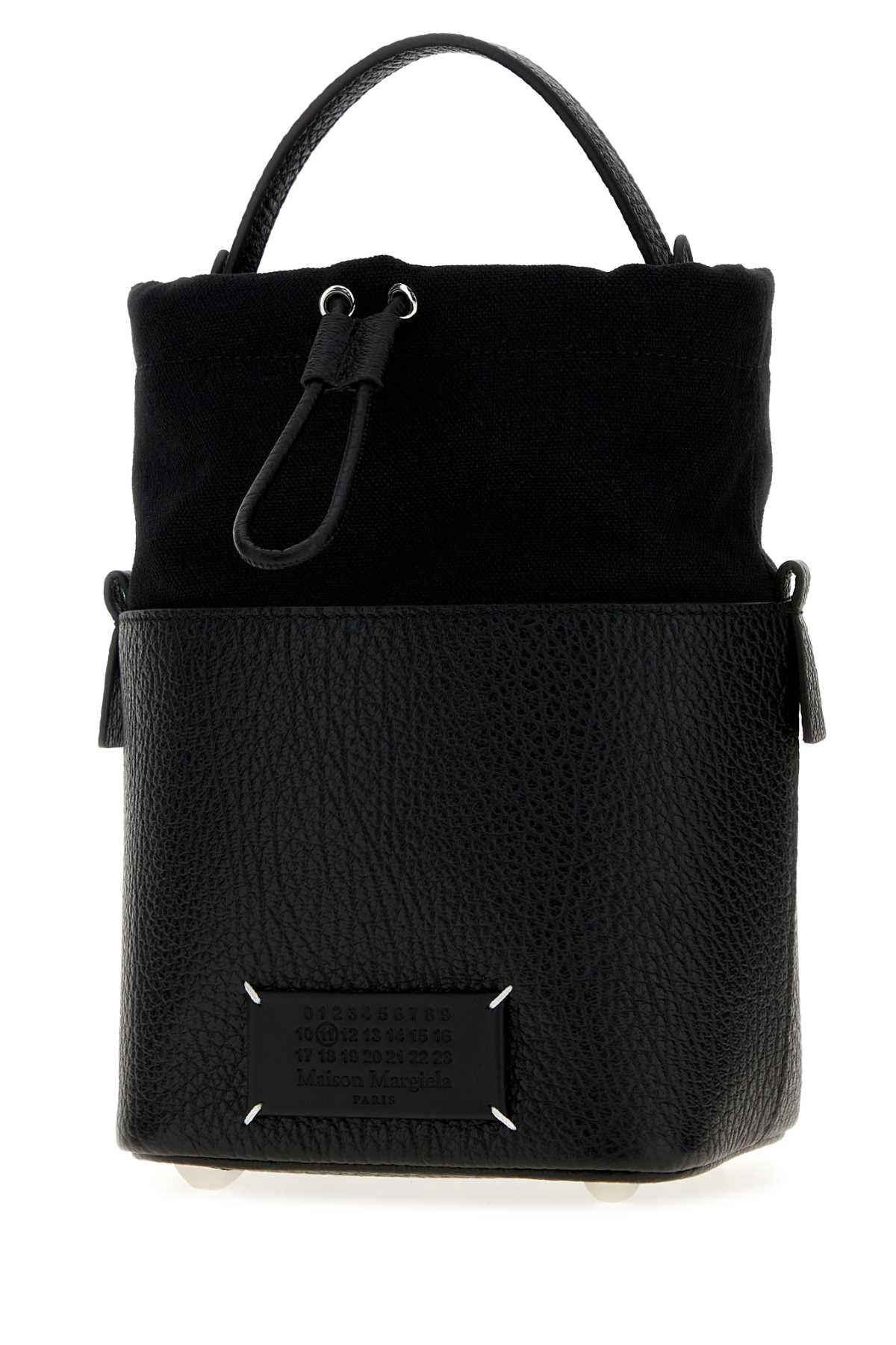 Maison Margiela Women Black Leather And Fabric Small 5Ac Bucket Bag MAISON MARGIELA