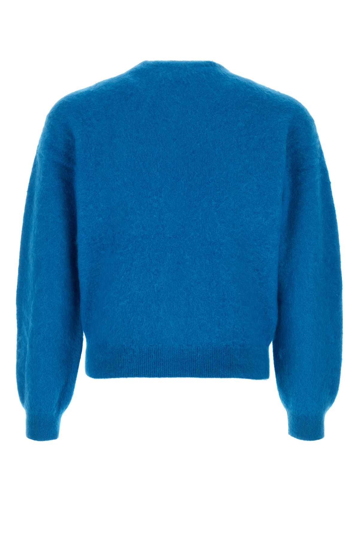 Auralee Men Blue Alpaca Cardigan AURALEE