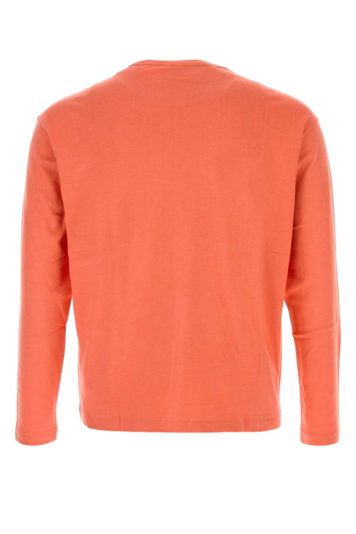 Auralee Men Orange Cotton Blend T-Shirt AURALEE
