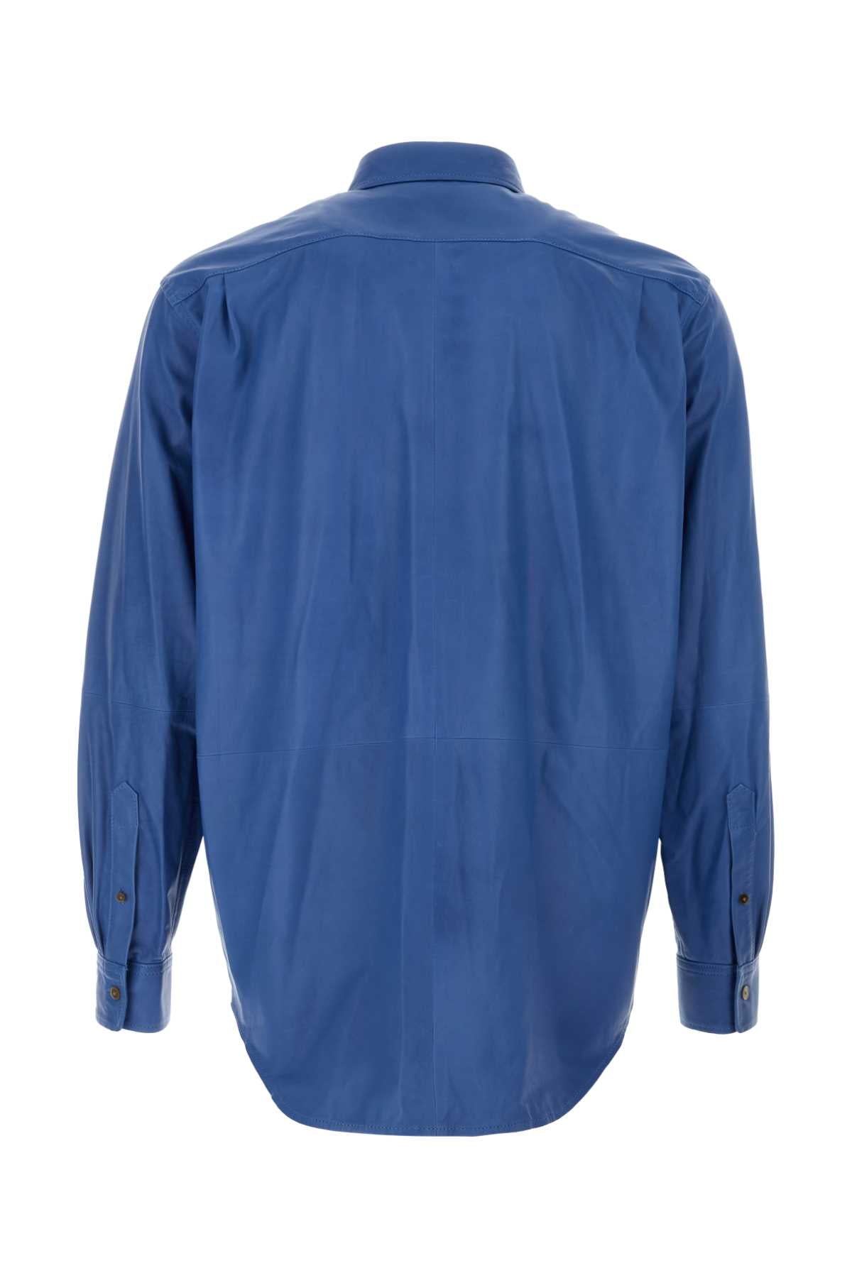 Auralee Men Cerulean Leather Shirt AURALEE