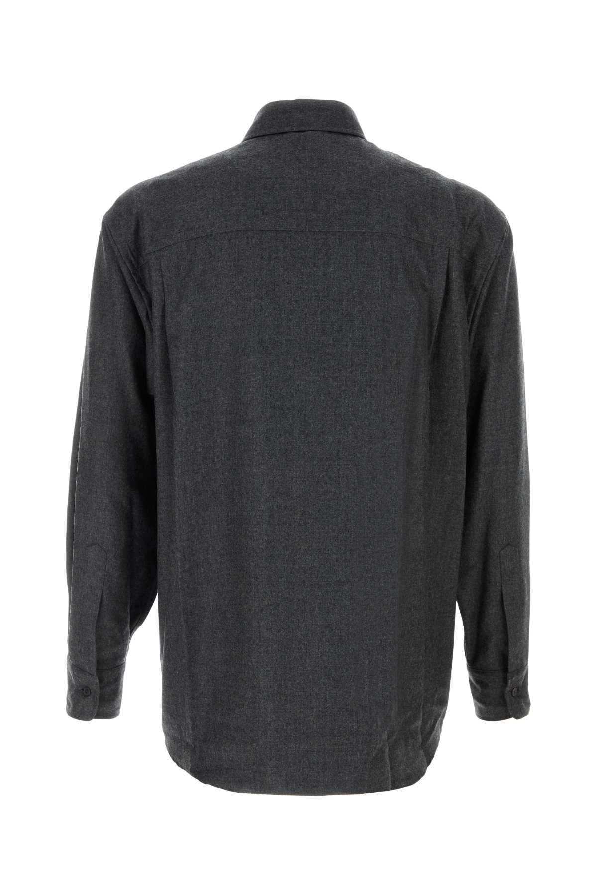 Auralee Men Dark Grey Wool Shirt AURALEE